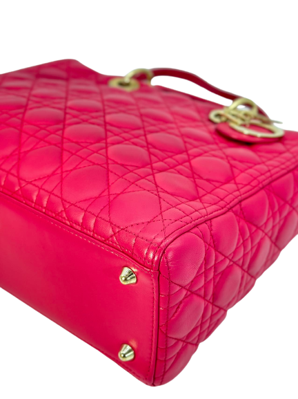 Preloved Christian Dior Pink Lambskin Large Lady Dior Shoulder Bag
