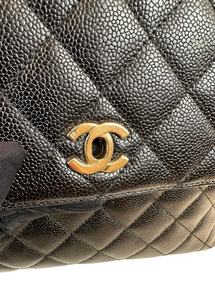 Preloved Chanel Black Quilted Caviar Vintage Handbag Satchel