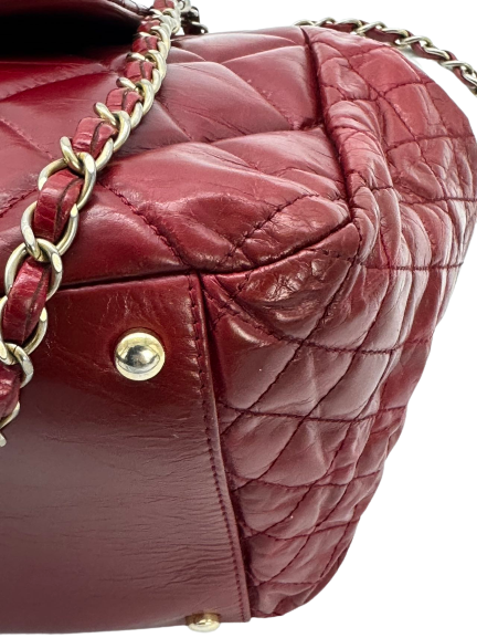 Preloved Chanel Red Leather CC Logo Shoulder Bag Crossbody