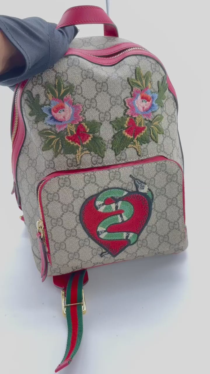 Pre-Owned Gucci GG Logo Printed With Flowers Backpack