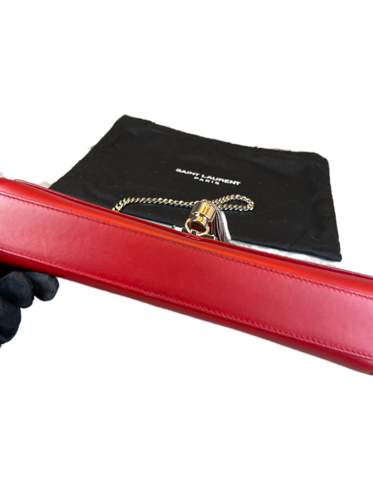 Yves Saint Laurent Red Leather Kate Chain Shoulder Bag