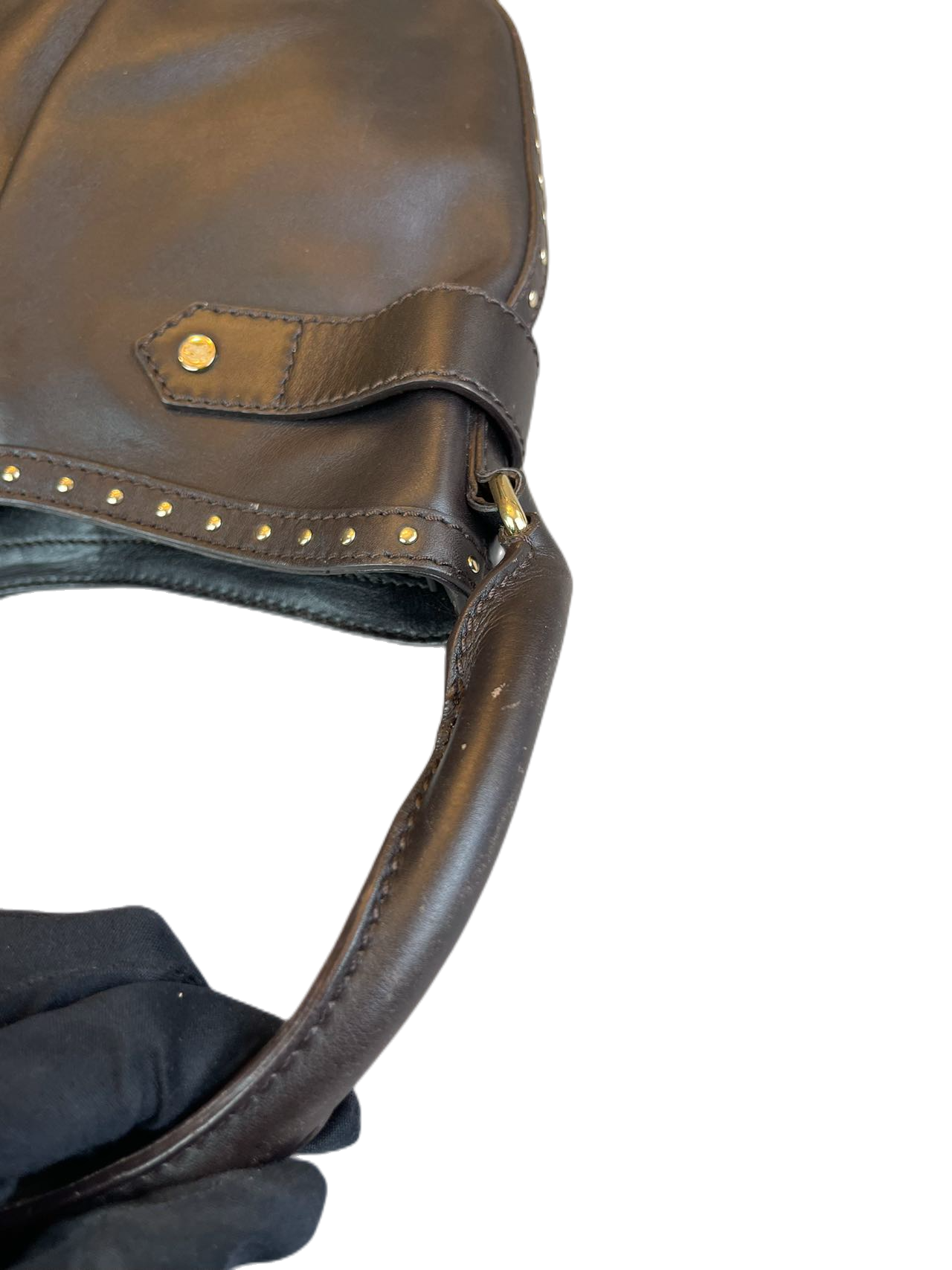 Preloved Burberry Black Leather Shoulder Bag Totes With Stud