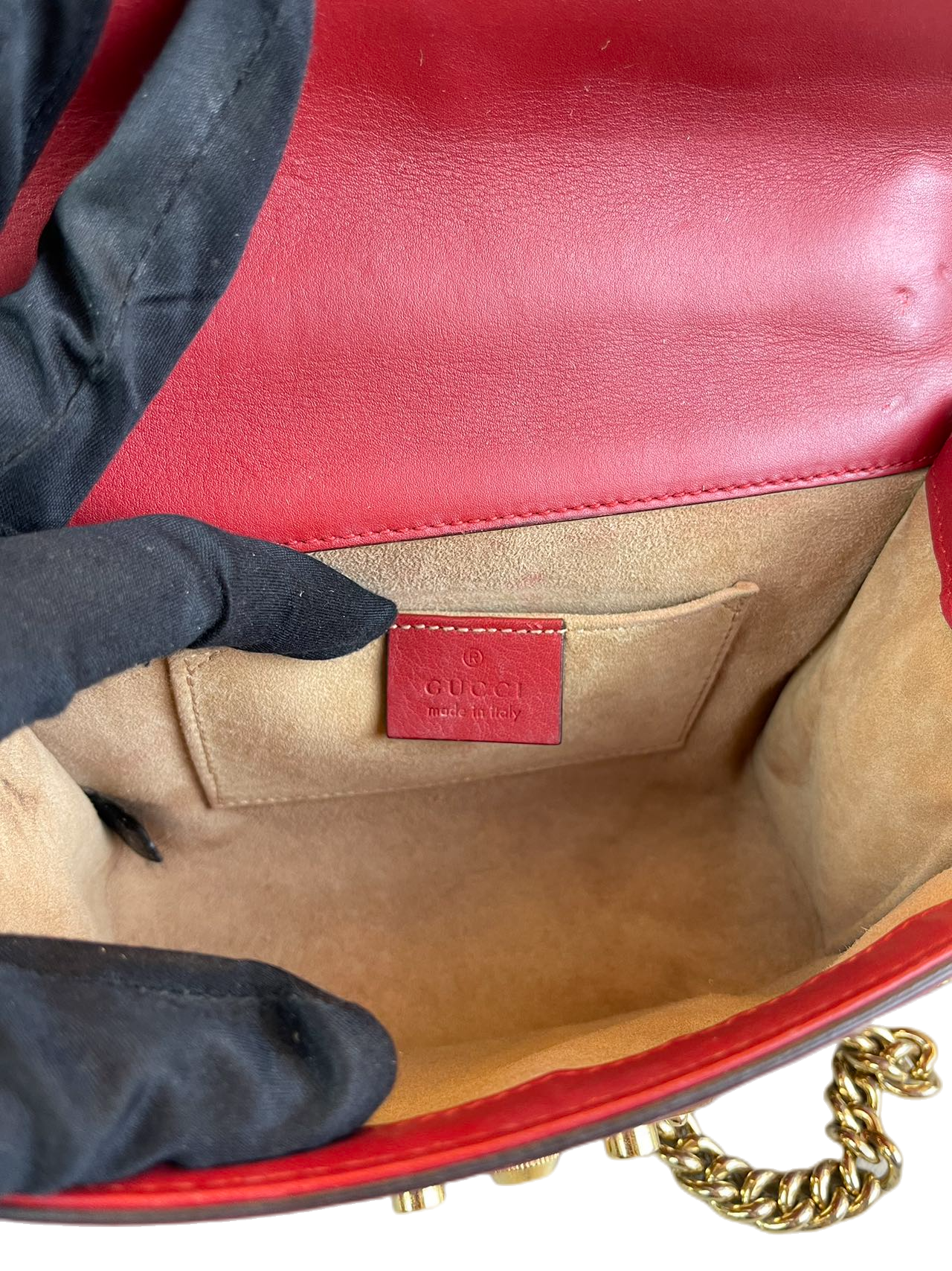 Preloved Gucci Red Leather Padlock Shoulders Bag Crossbody
