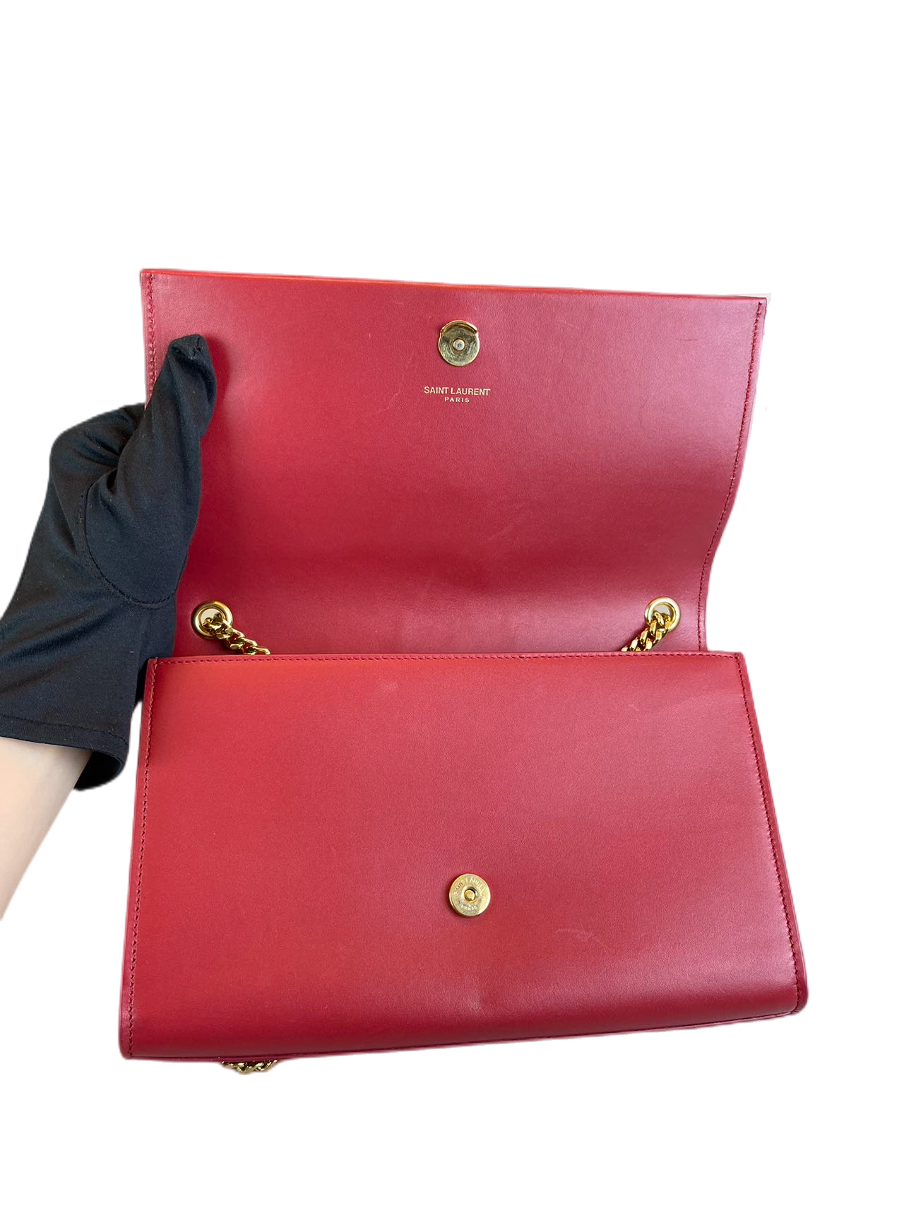 Yves Saint Laurent Red Leather Monogram Kate Chain Shoulder Bag