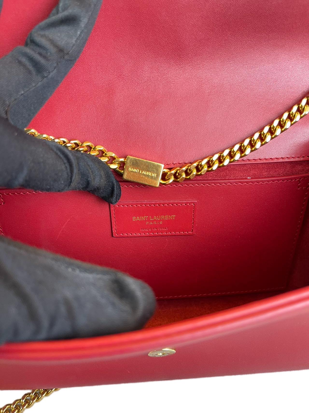 Yves Saint Laurent Red Leather Monogram Kate Chain Shoulder Bag