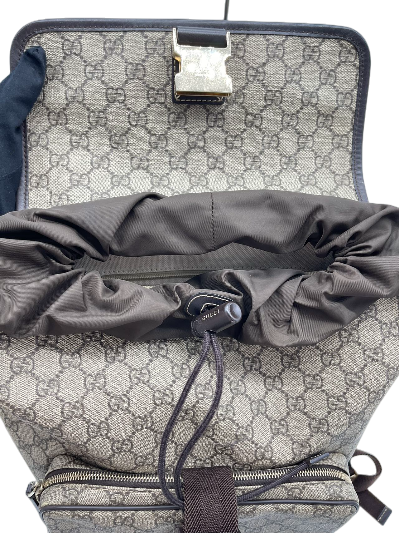 Preloved Gucci GG Logo Coated Canvas Buckle Backpack