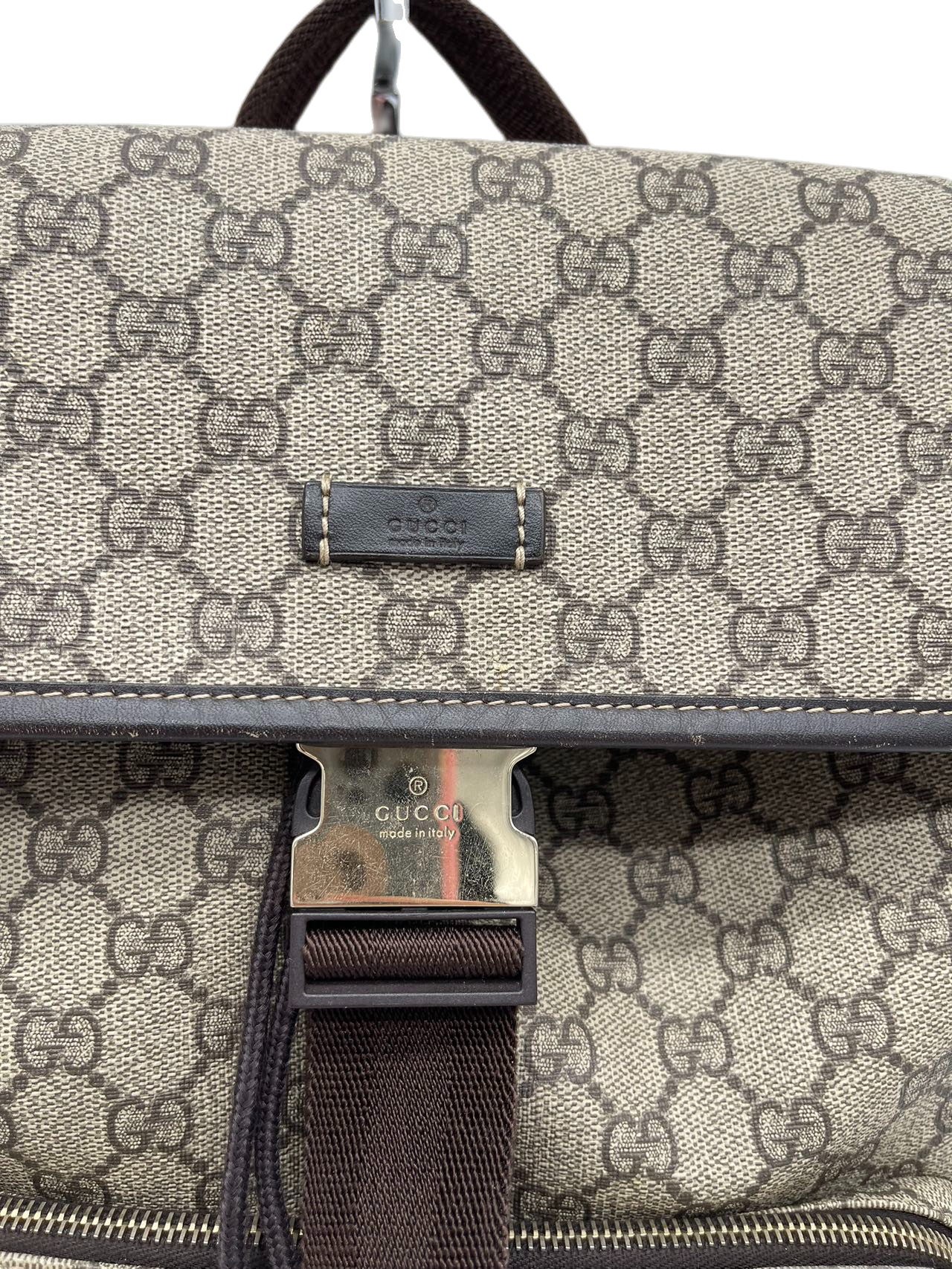 Preloved Gucci GG Logo Coated Canvas Buckle Backpack