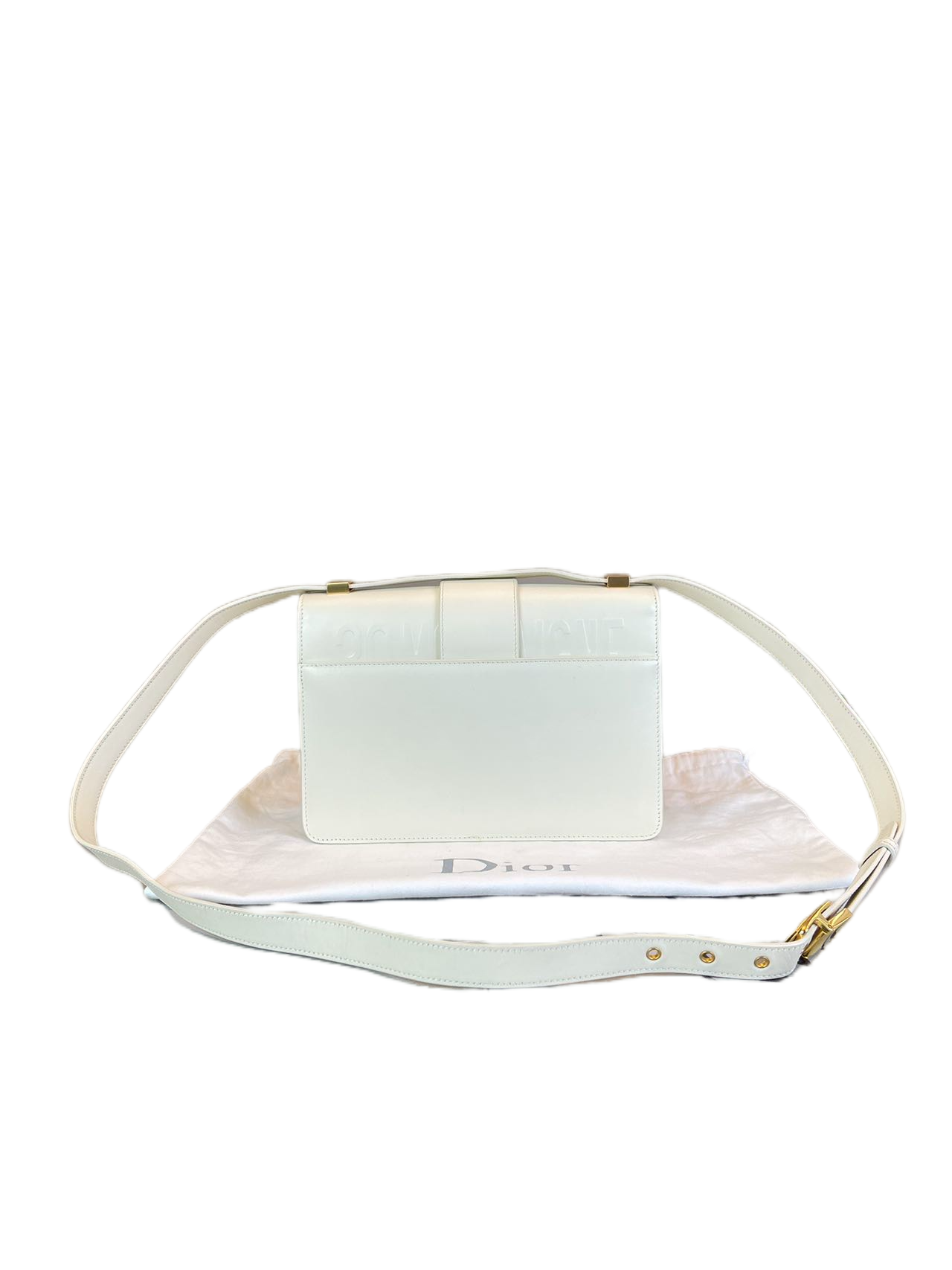 Preloved Christian Dior White Leather Montaigne Shoulder Bag