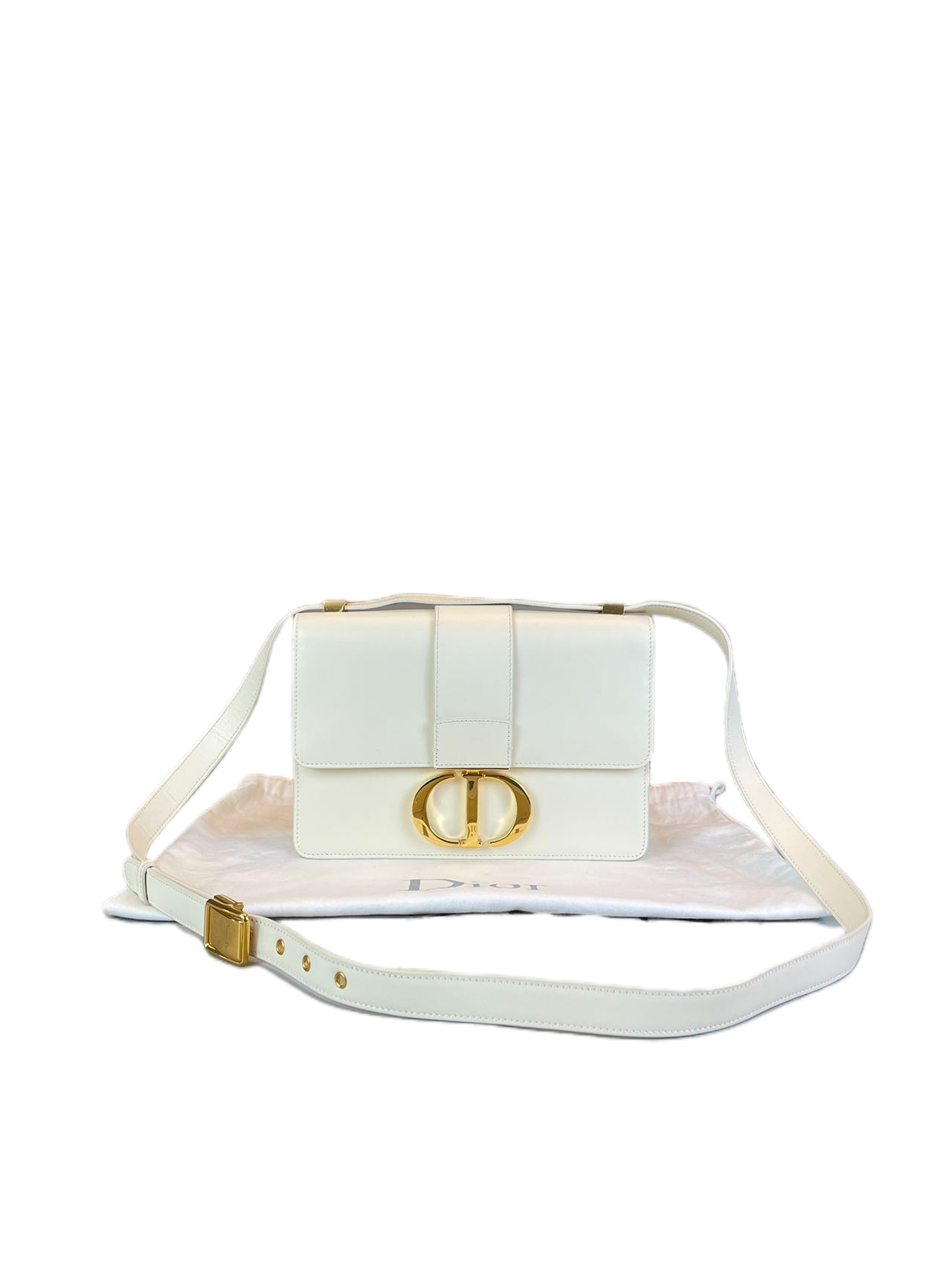Preloved Christian Dior White Leather Montaigne Shoulder Bag