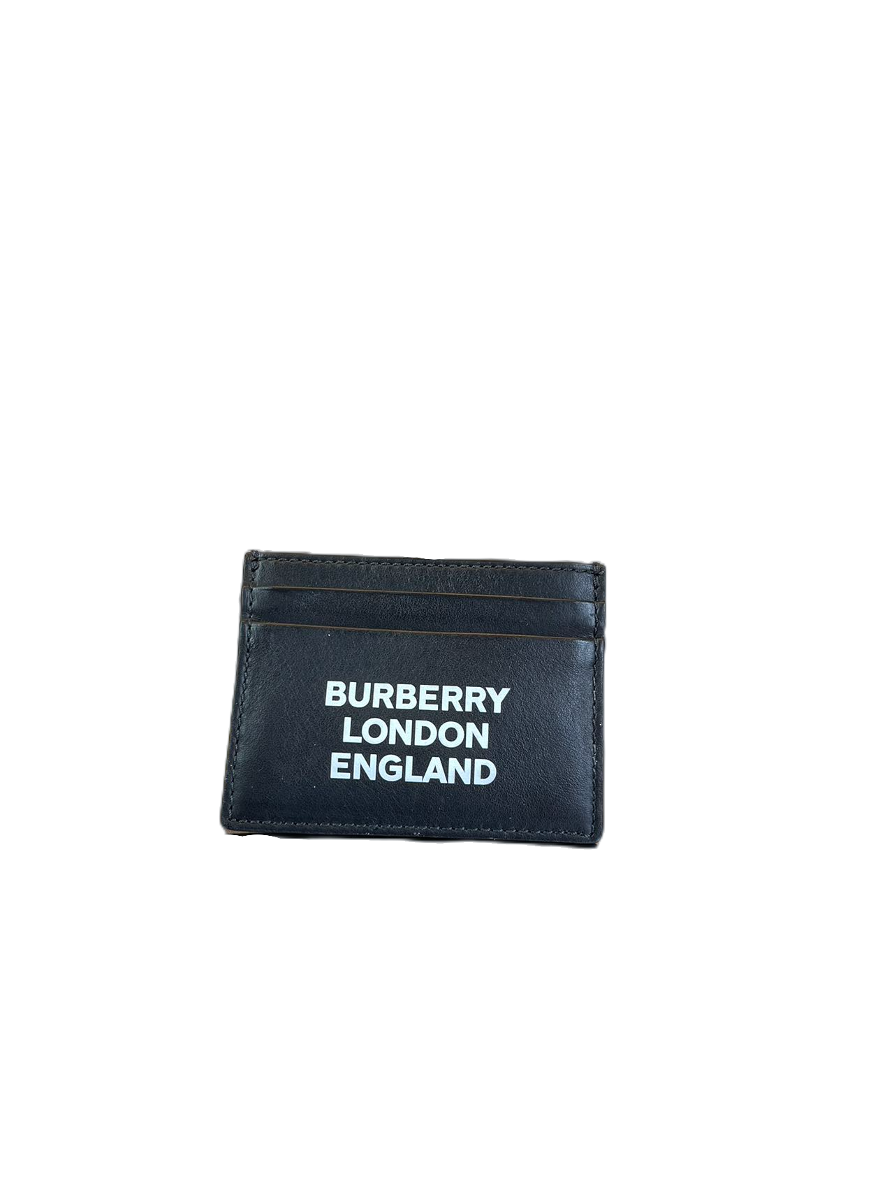 Preloved Burberry Black Leather Burberry Logo Card Holder