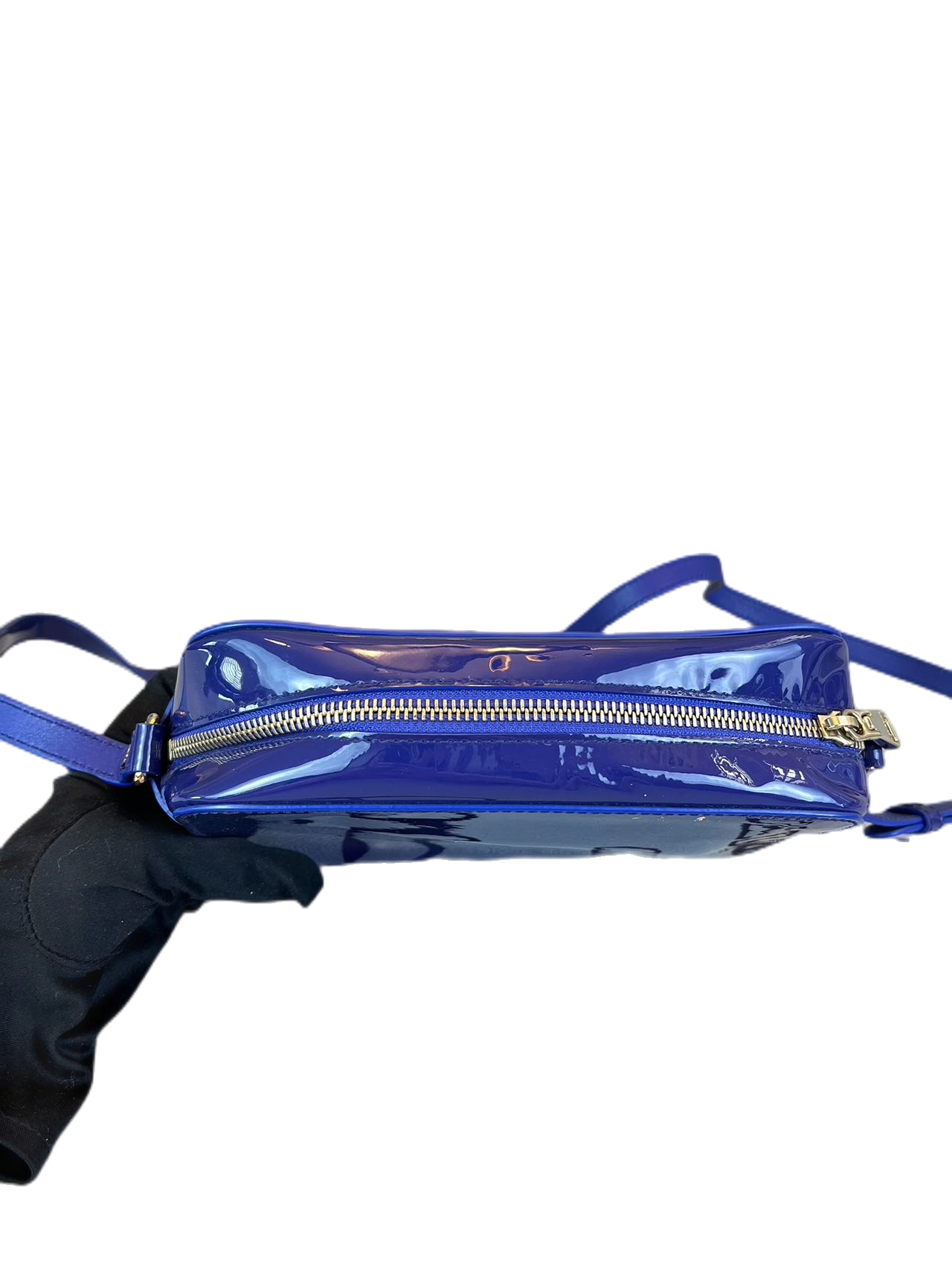 Versace Blue Patent Leather shoulder bag Crossbody
