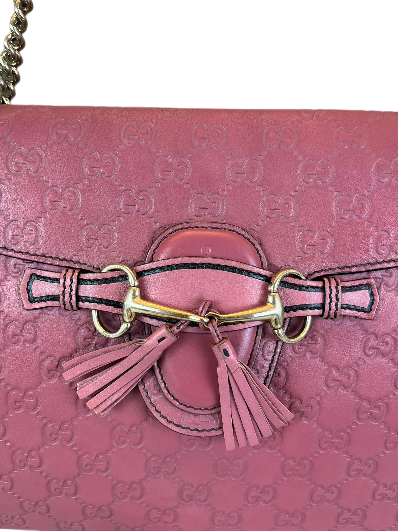 Preloved Gucci GG Logo Printed Leather Emily Chain Shoulder Bag