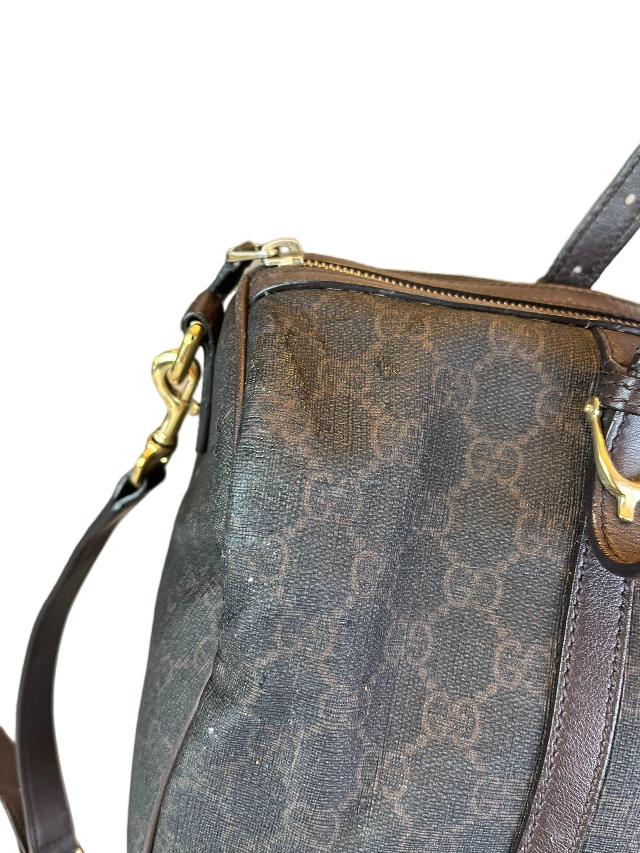 Preloved Gucci GG Logo Printed Boston Bag Shoulder Bag Crossbody