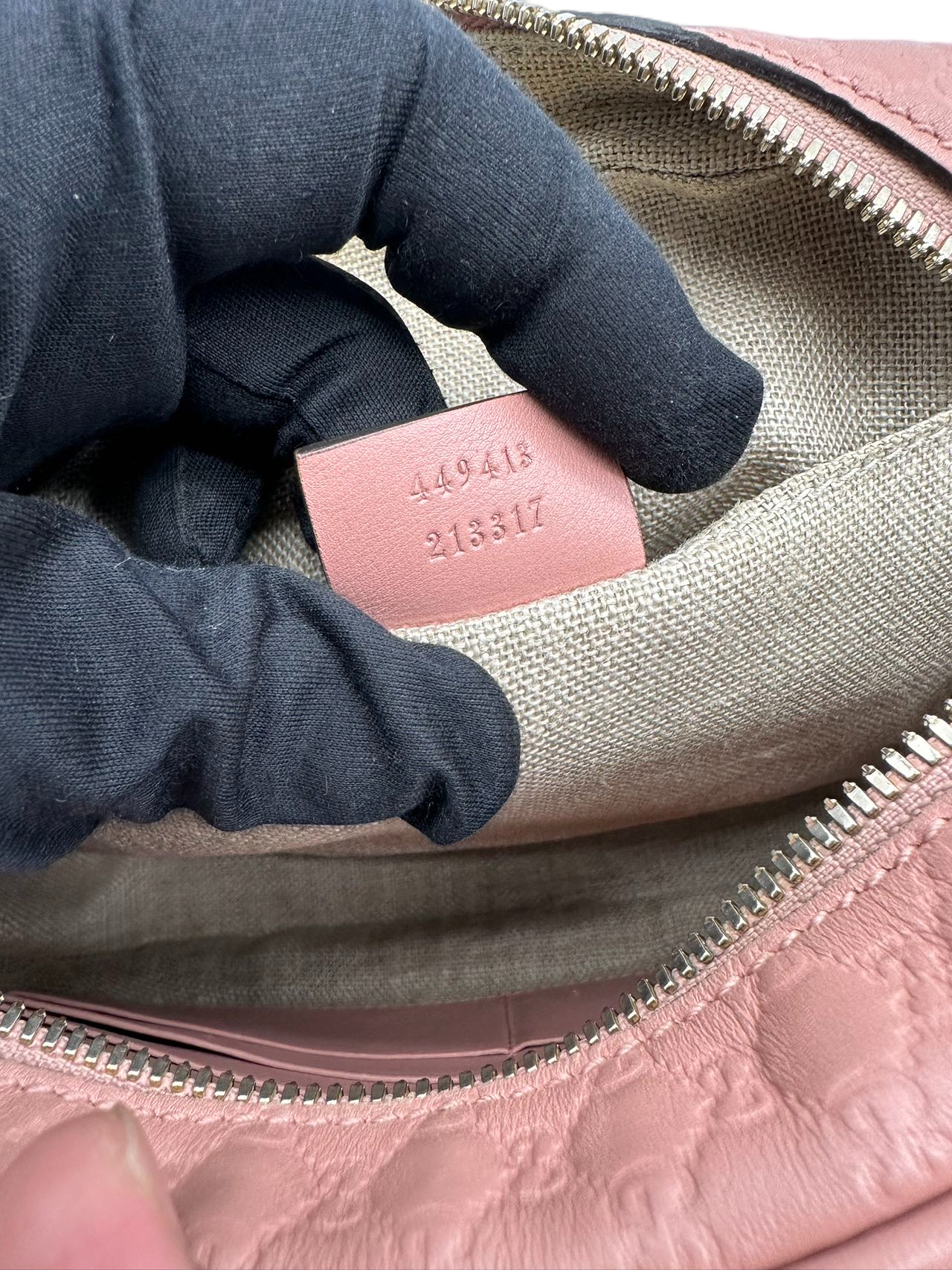 Preloved Gucci GG Logo Pink Leather Shoulder Bag Crossbody