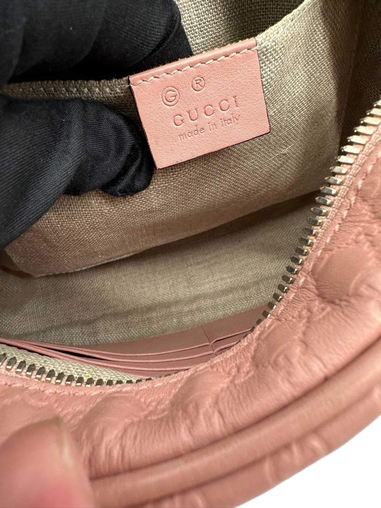 Preloved Gucci GG Logo Pink Leather Shoulder Bag Crossbody