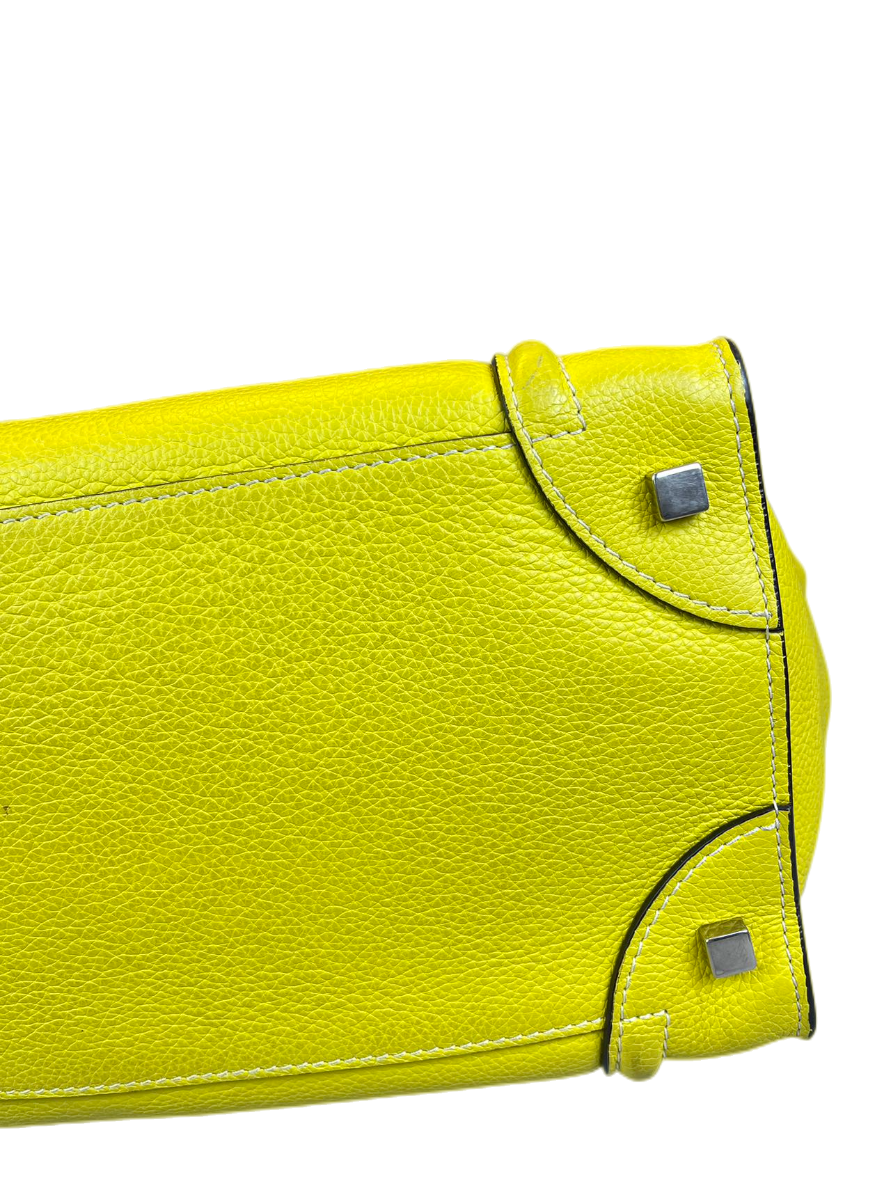 Preloved Celine Yellow Leather Mini Luggage Totes Shoulder Bag