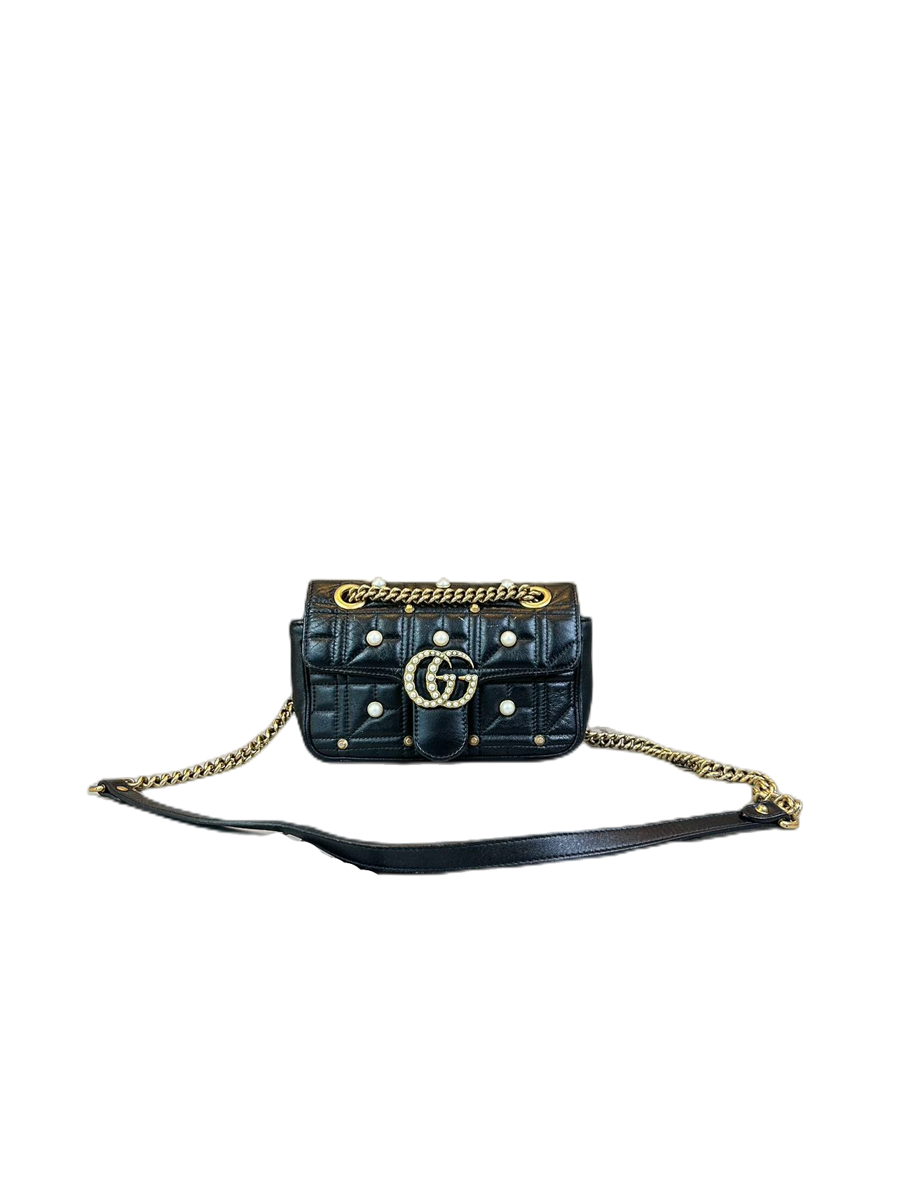 Preloved Gucci GG Logo Black Small Marmont Shoulder Bag