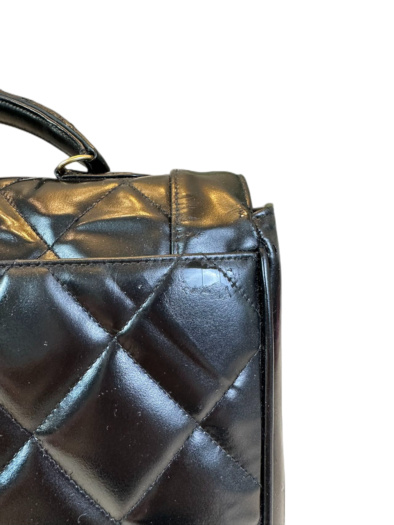 Preloved Chanel Black Leather Vintage Handbag Satchel