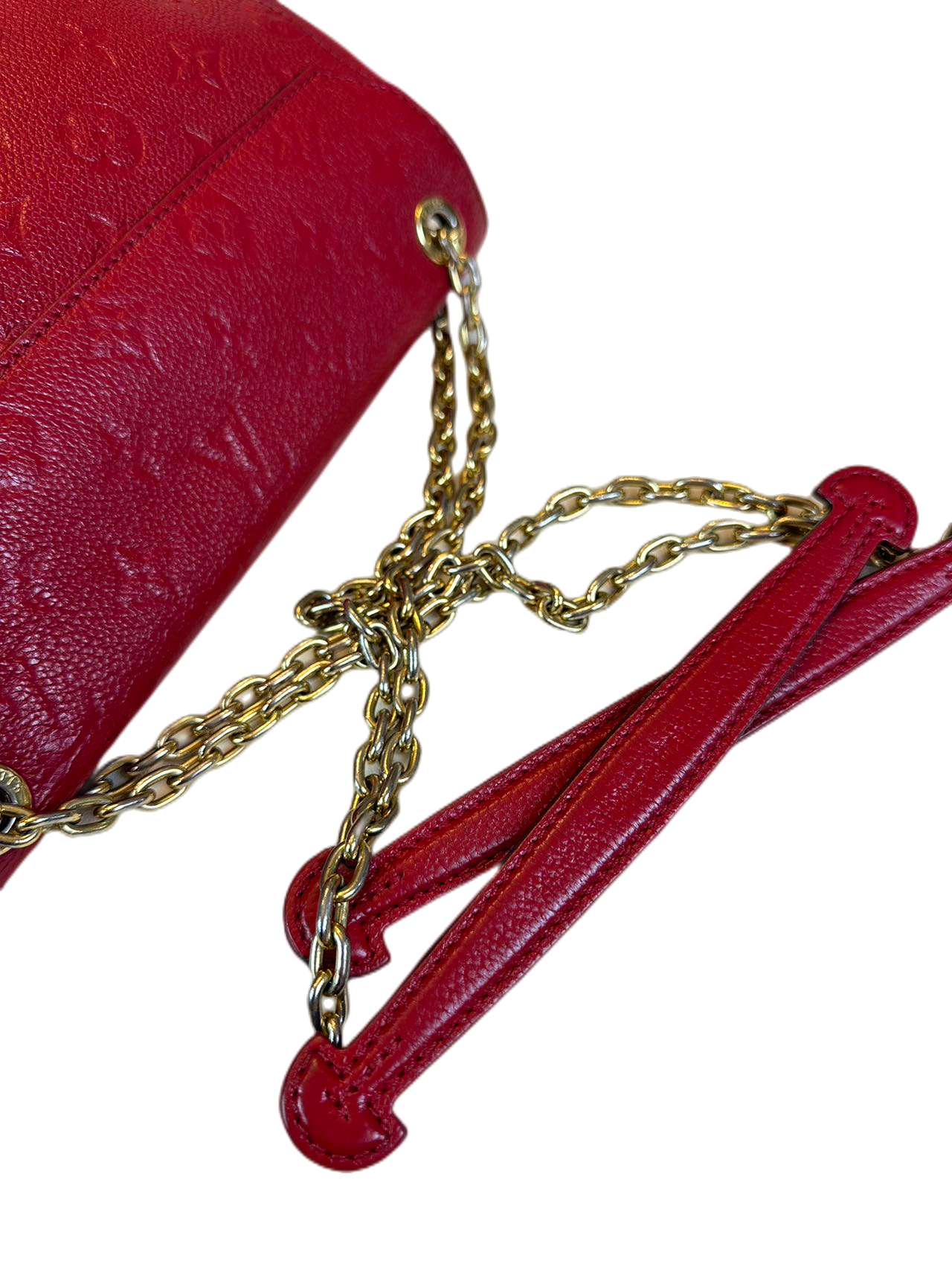 Preloved Louis Vuitton Monogram Red Leather Chain Shoulder Bag