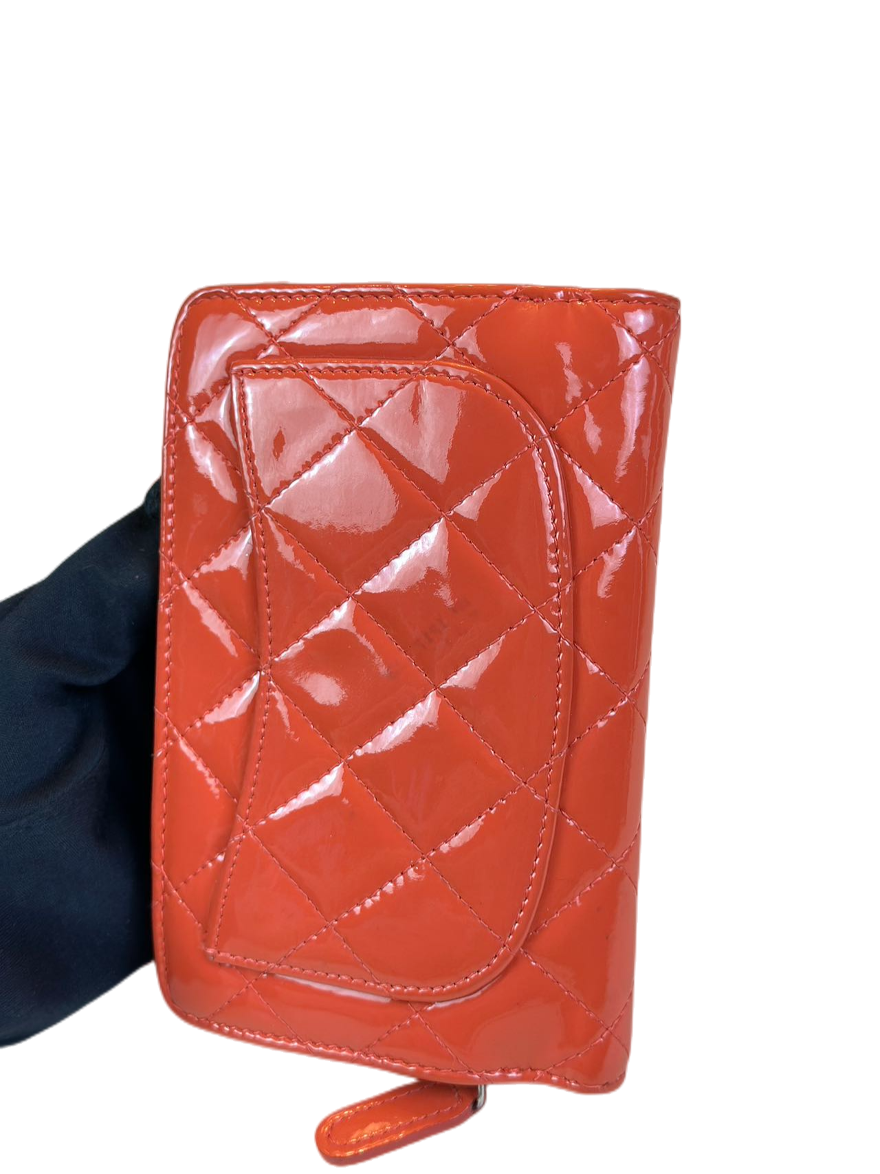 Preloved Chanel Orange Patent Leather Wallet