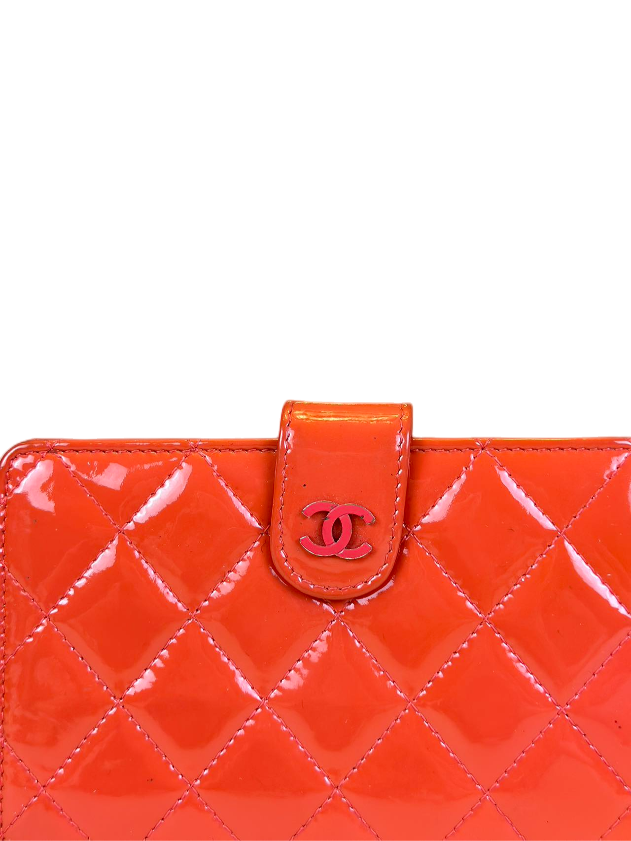 Preloved Chanel Orange Patent Leather Wallet
