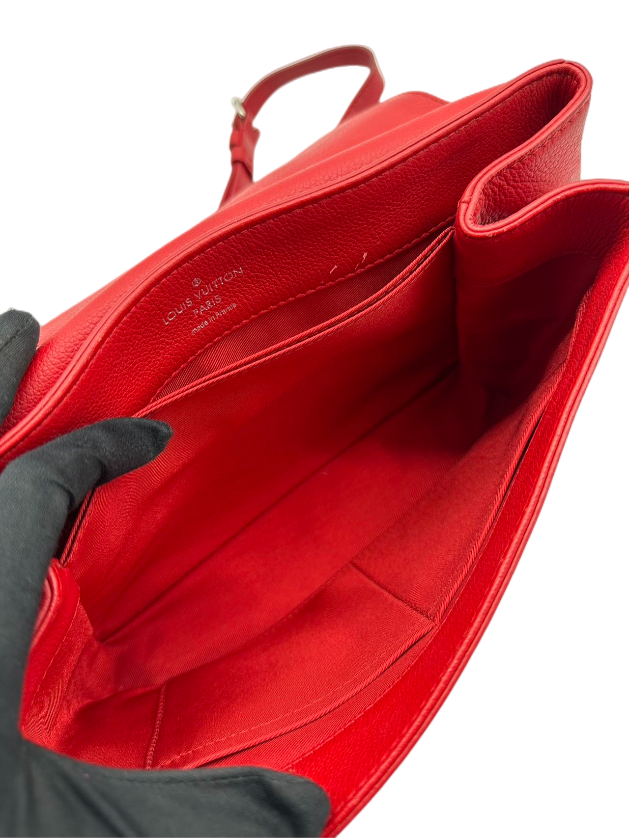 Preloved Louis Vuitton Red Leather Lockme Shoulder Bag Crossbody