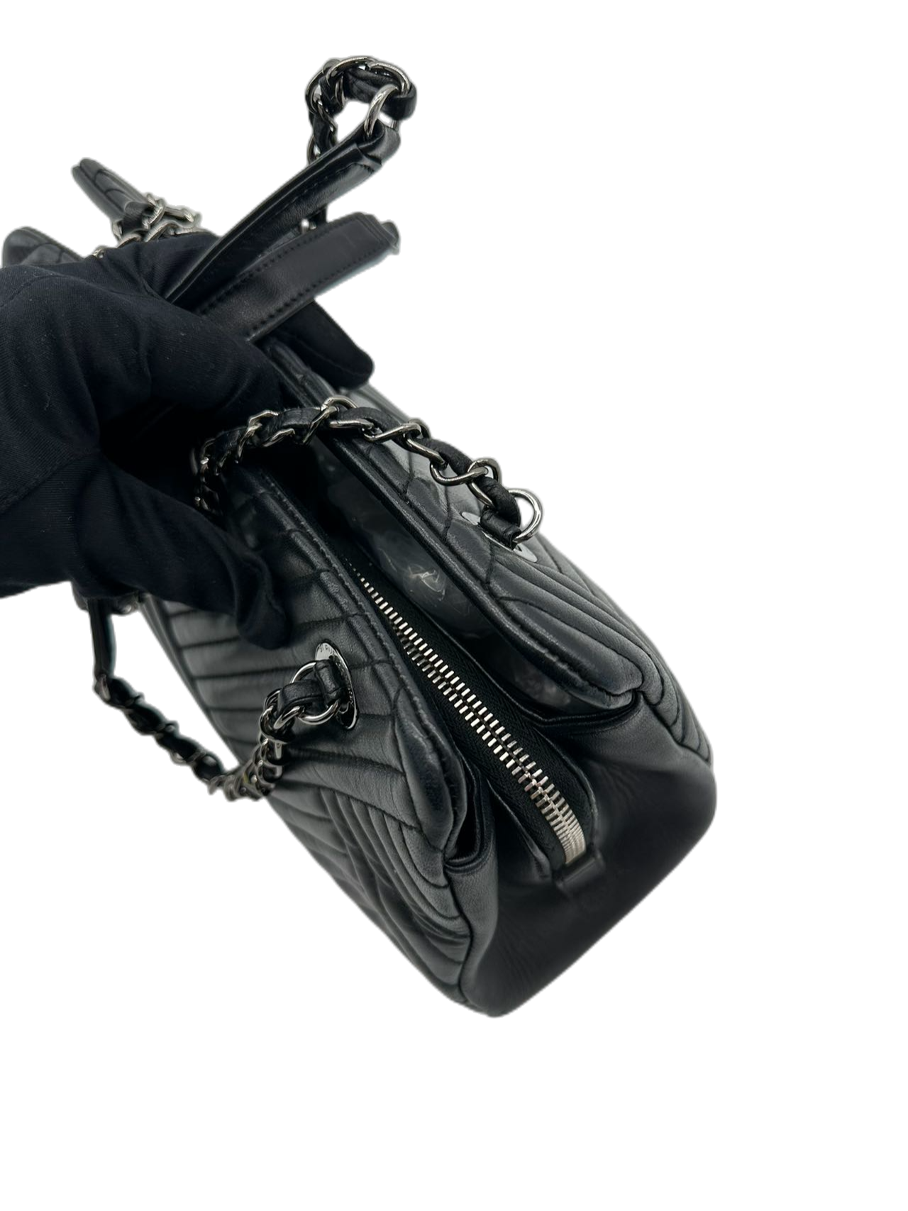 Preloved Chanel Black Leather Boy Bag Shoulder Bag