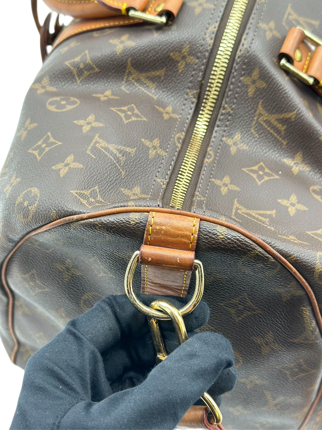 Preloved Louis Vuitton Monogram Keepall Bandouilere 50 Travel Bag