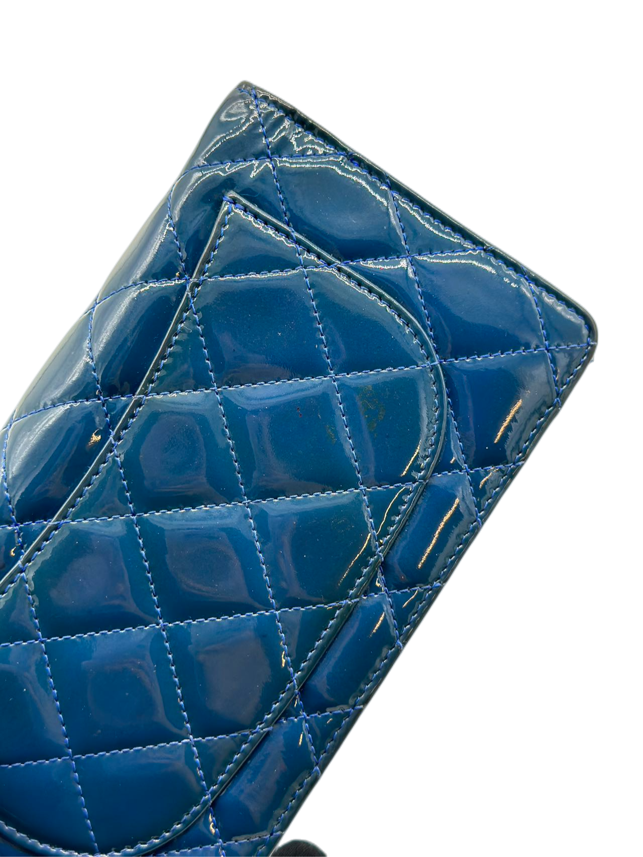 Preloved Chanel blue C Logo Patent Leather Wallet