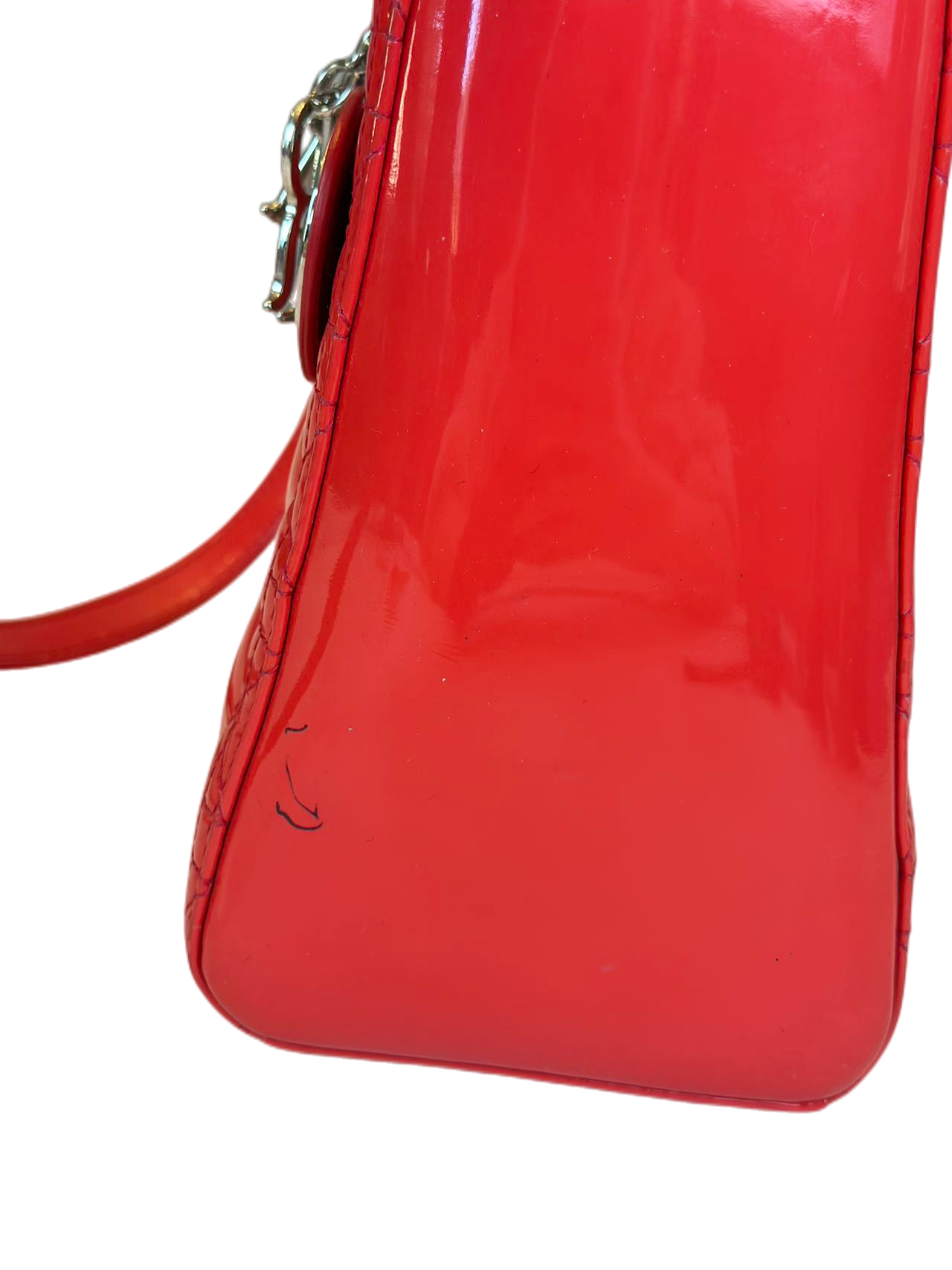 Preloved Christian Dior Patent Leather Medium Lady Dior Shoulder Bag