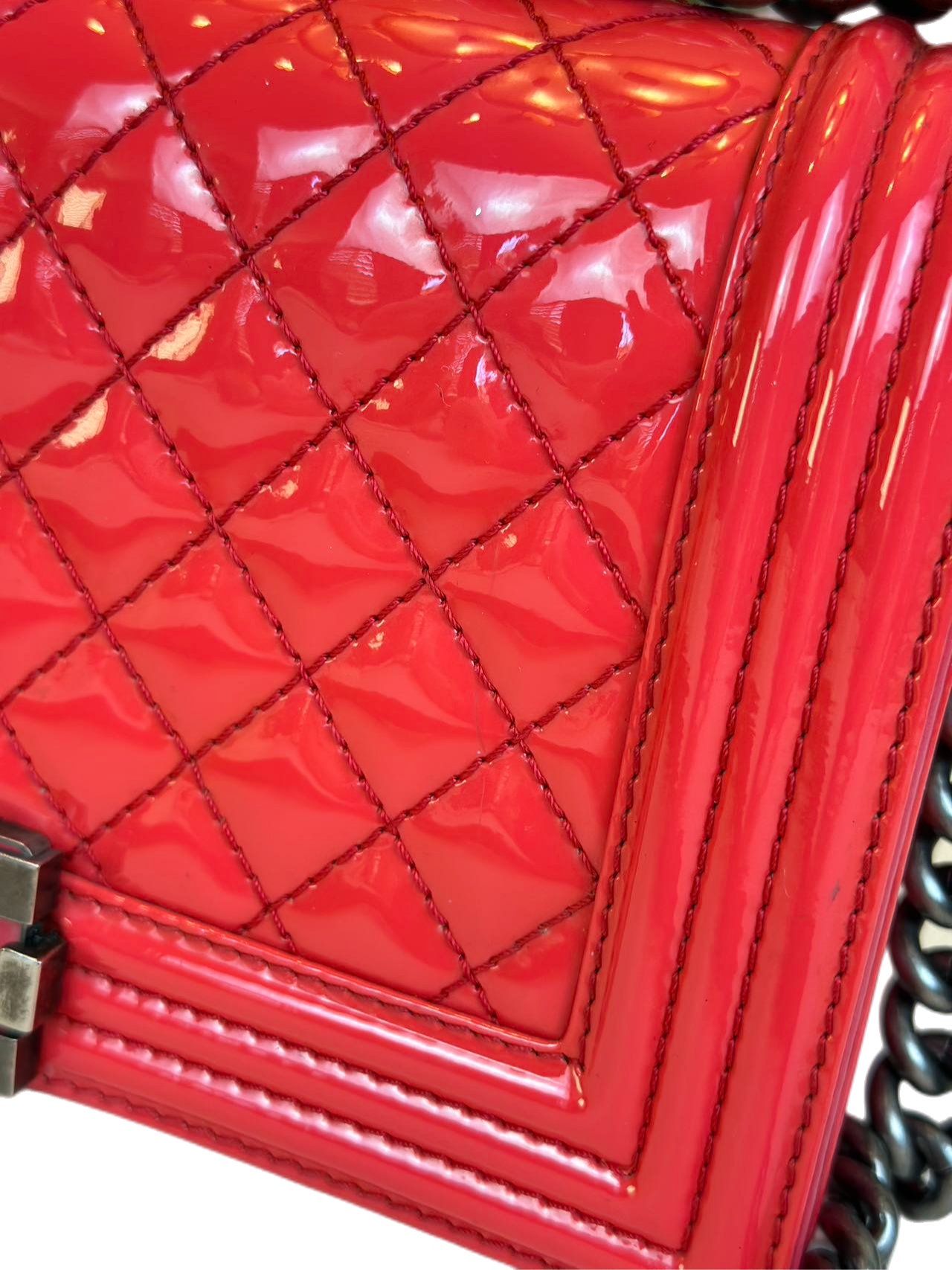 Preloved Chanel Patent Leather Boy Bag Crossbody Shoulder Bag