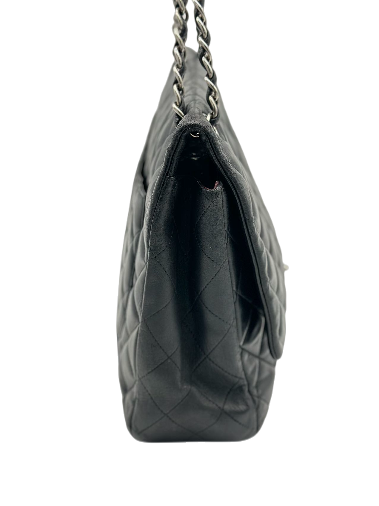 Preloved Chanel Black Lambskin Classic Flap Maxi Shoulder Bag