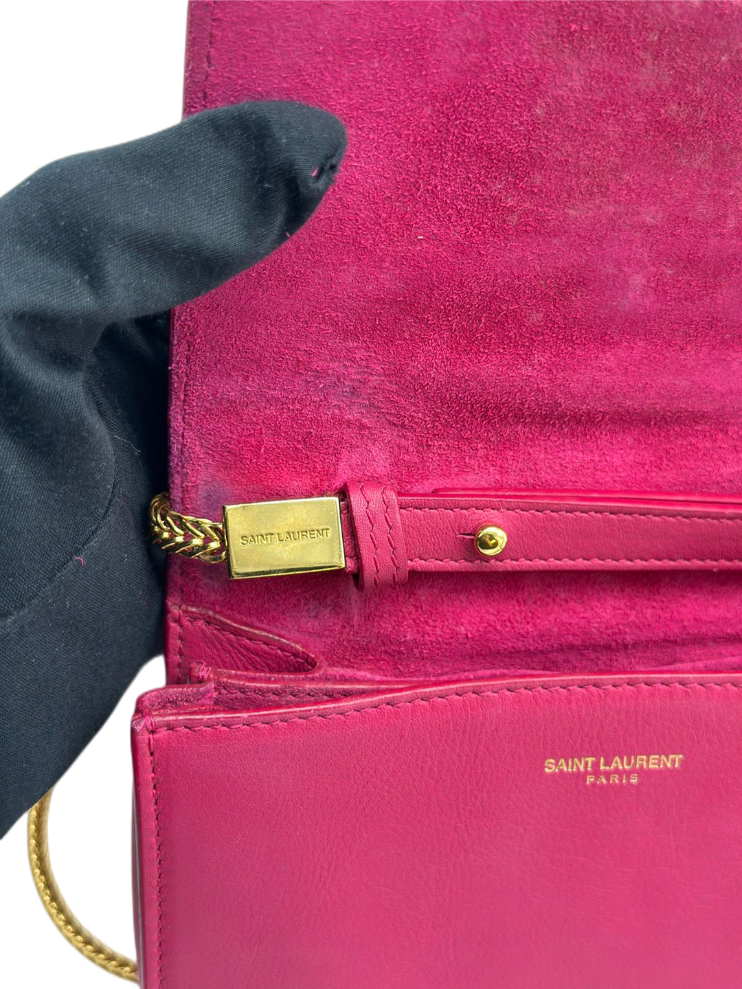 Preloved Saint Laurent Pink Leather Y Logo Shoulder Bag Crossbody