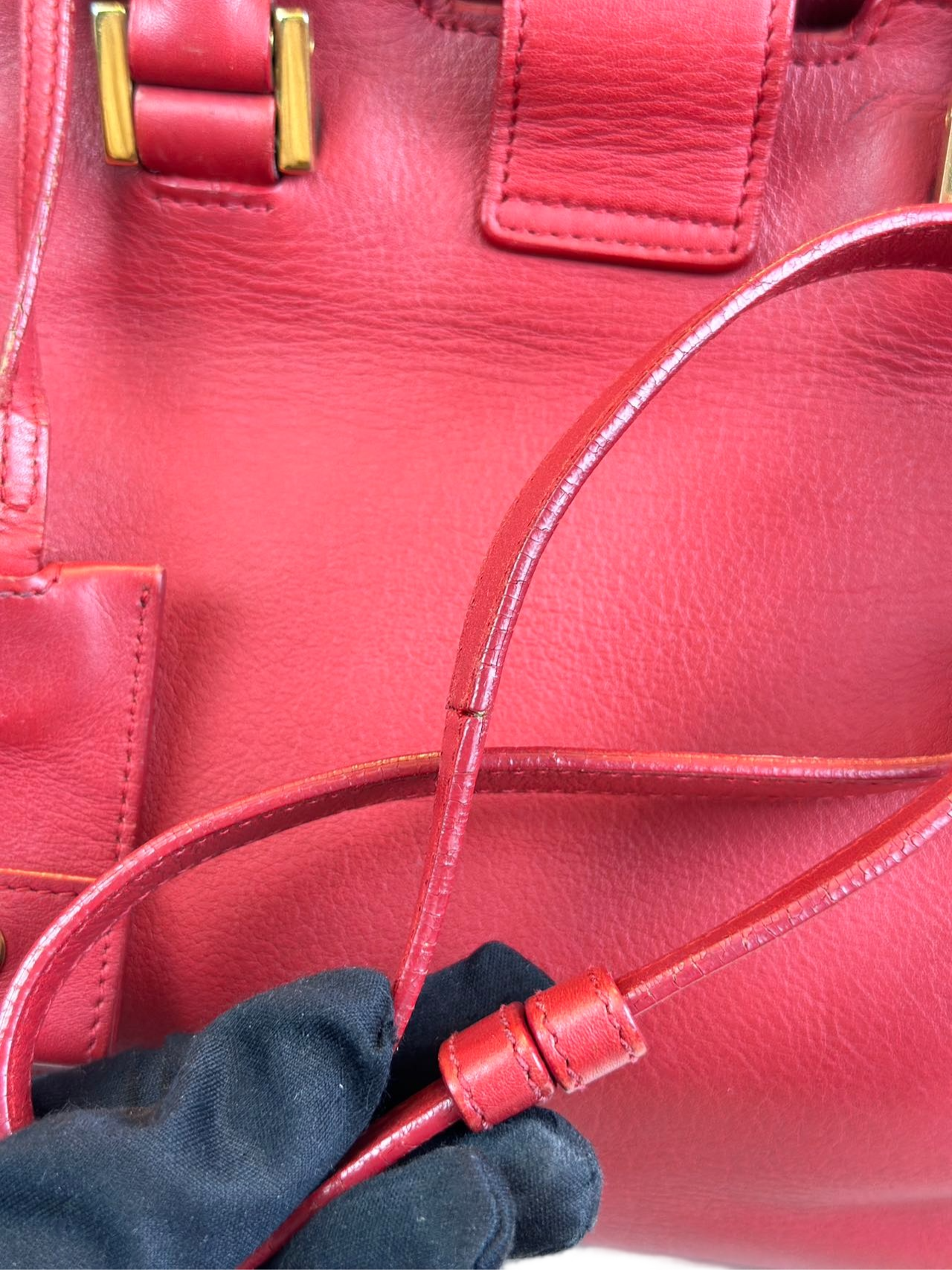 Preloved Saint Laurent Y Logo Chyc Red Leather Shoulder Bag