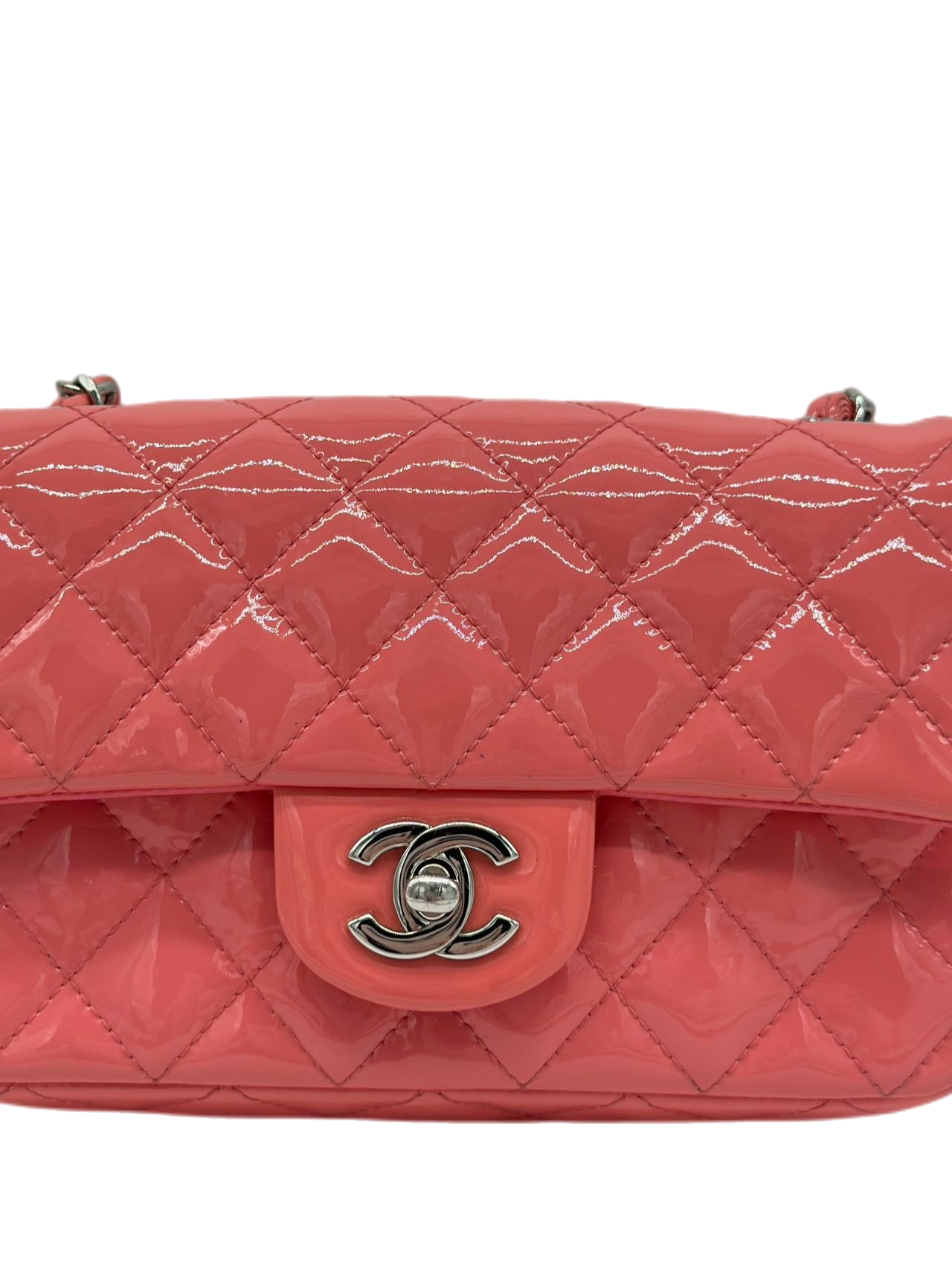 Preloved Chanel Pink Patent Leather Mini Classic Flap Shoulder Bag