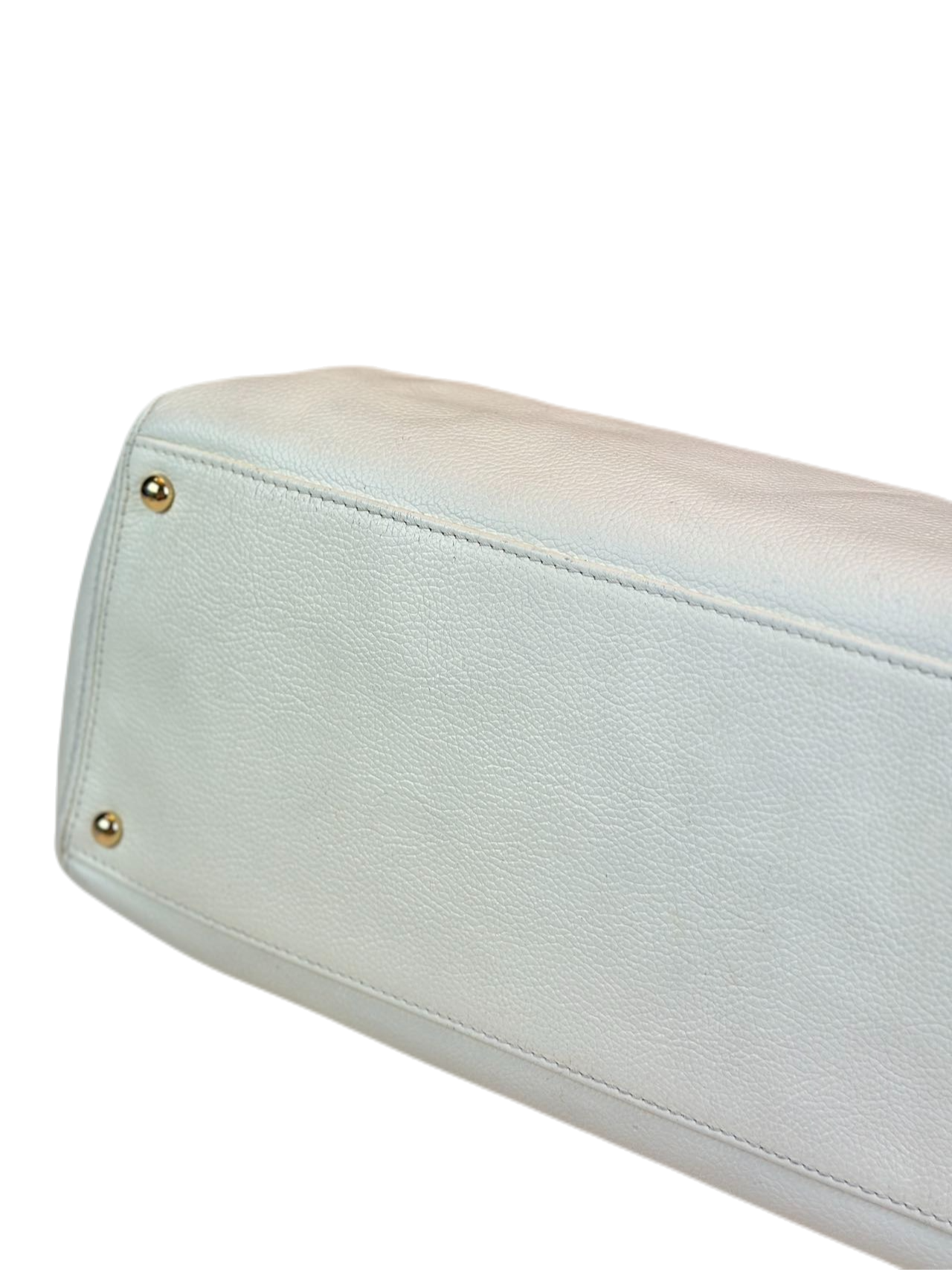Preloved Chanel Vintage White Leather Handbag Satchel
