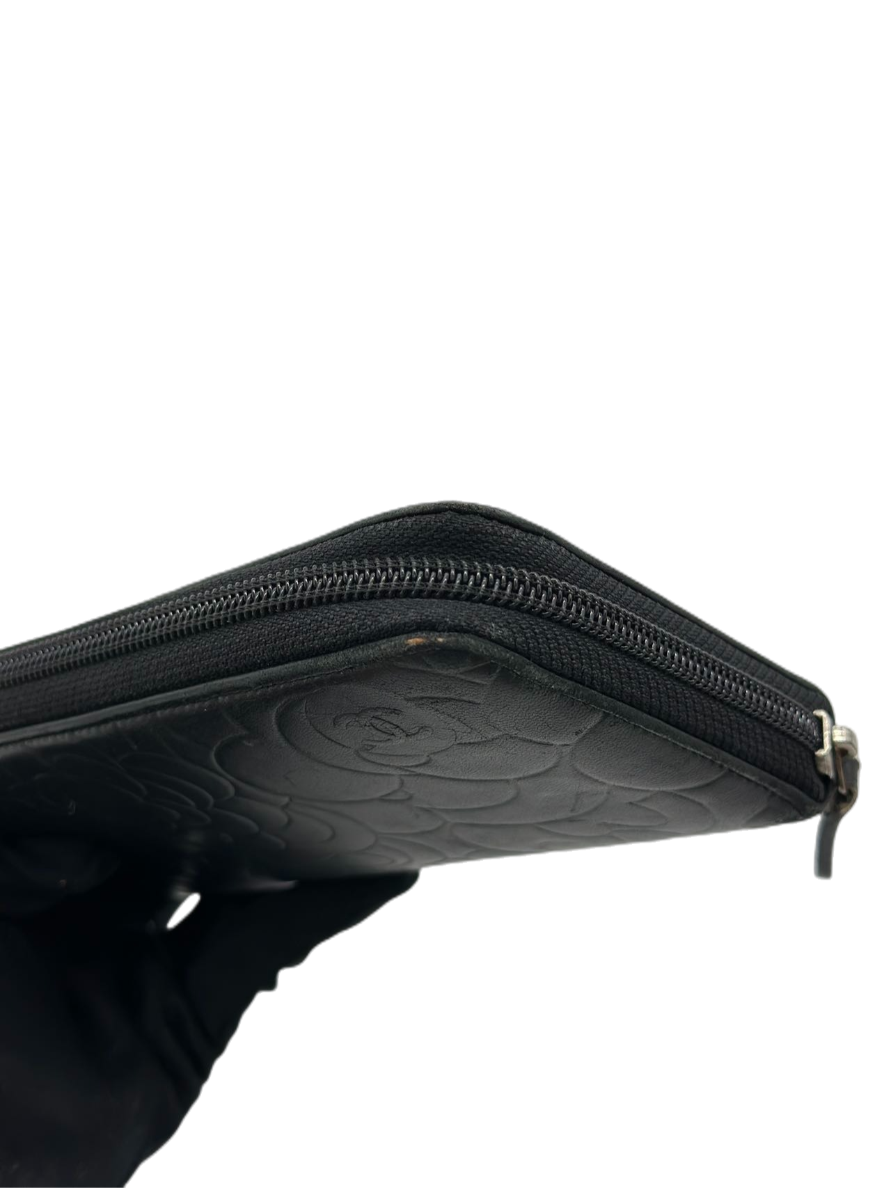 Preloved Chanel Black Leather C Logo Wallet