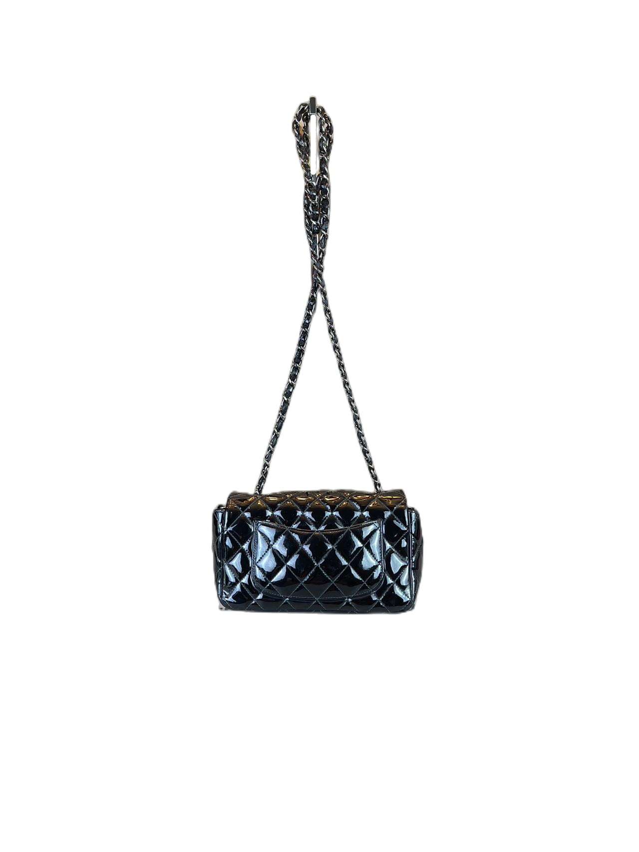 Preloved CHANEL Black Patent Leather Mini Classic Flap Shoulder Bag