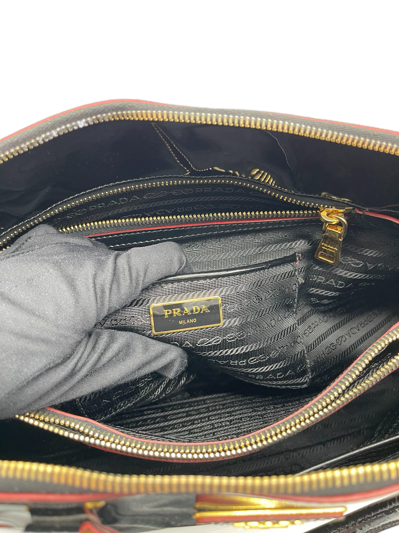 Preloved Prada Black Patent Leather Handbag Satchel