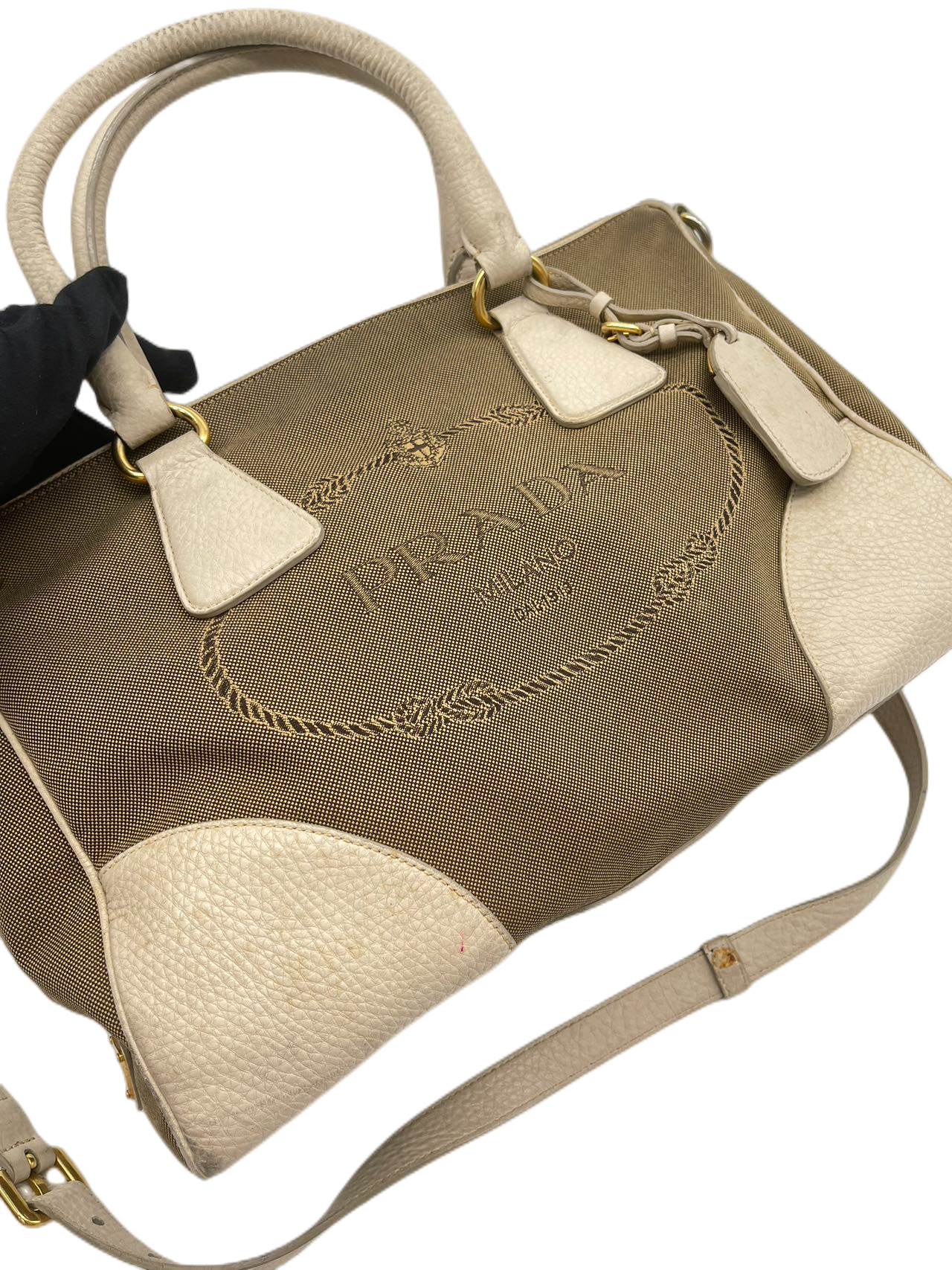 Preloved Prada Logo Fabric Shoulder Bag Crossbody