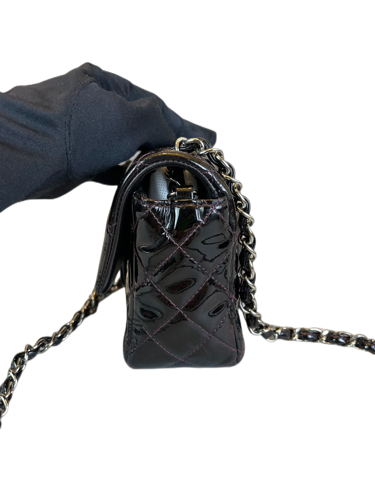 Preloved Chanel Black Patent Leather Mini Classic Flap Shoulder Bag