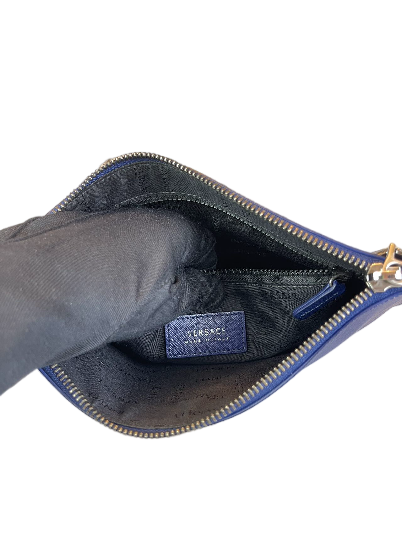 Versace Blue leather Clutches Handbag