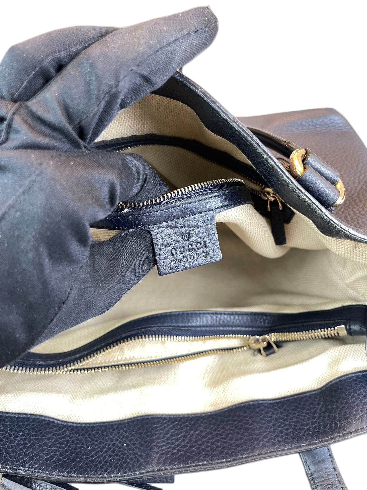 Preloved Gucci GG Logo Navi Blue Shoulder Bag