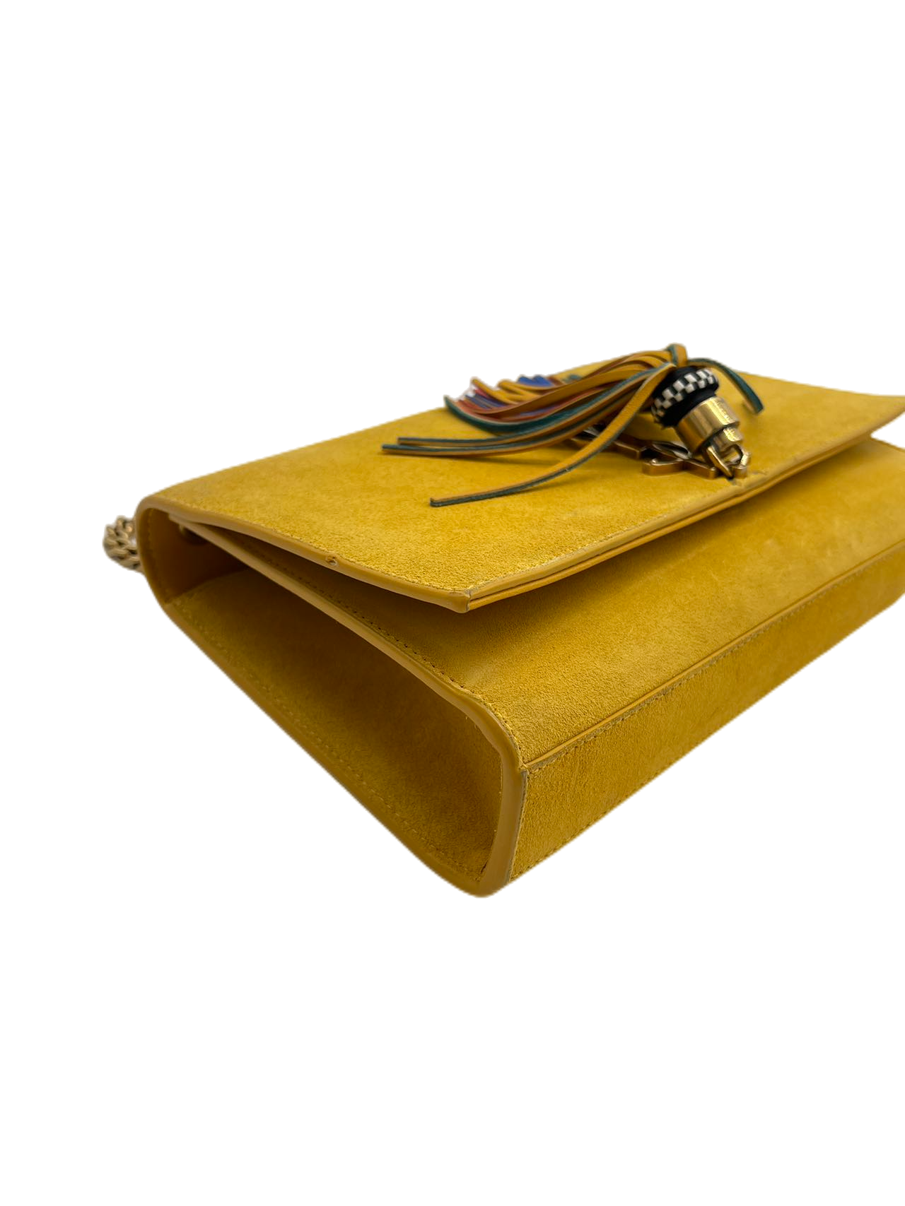 YSL Yves Saint Laurent Yellow Suede Kate Chain Shoulder Bag