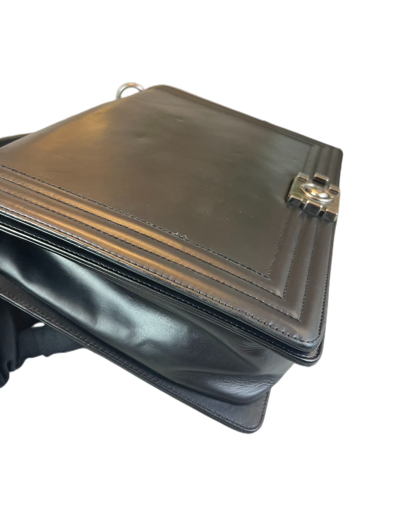 Preloved Chanel Black Leather XL Boy Bag Shoulder Bag