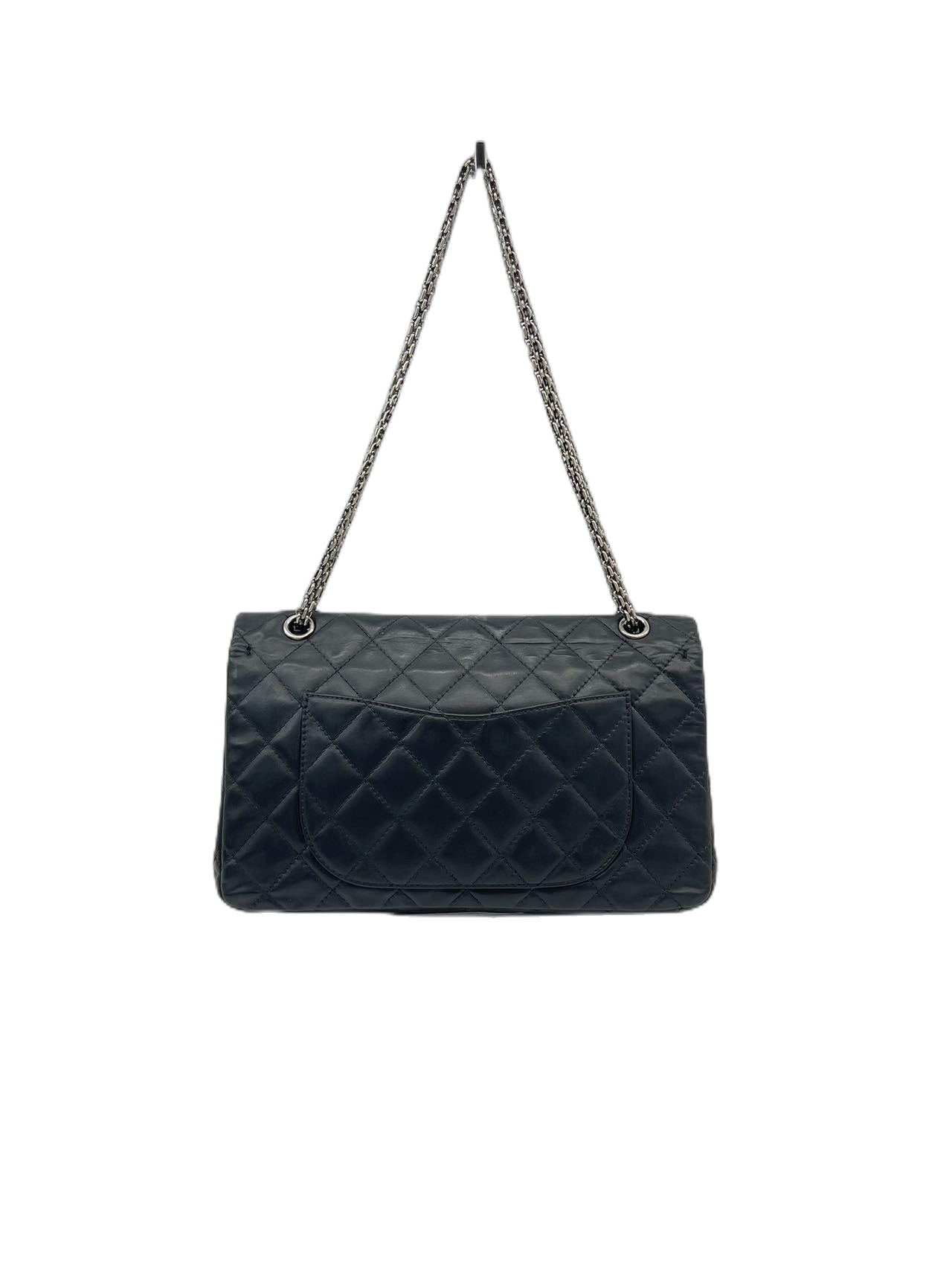 Preloved Chanel Black Leather Large Double Flap 2.55 Shoulder Bag