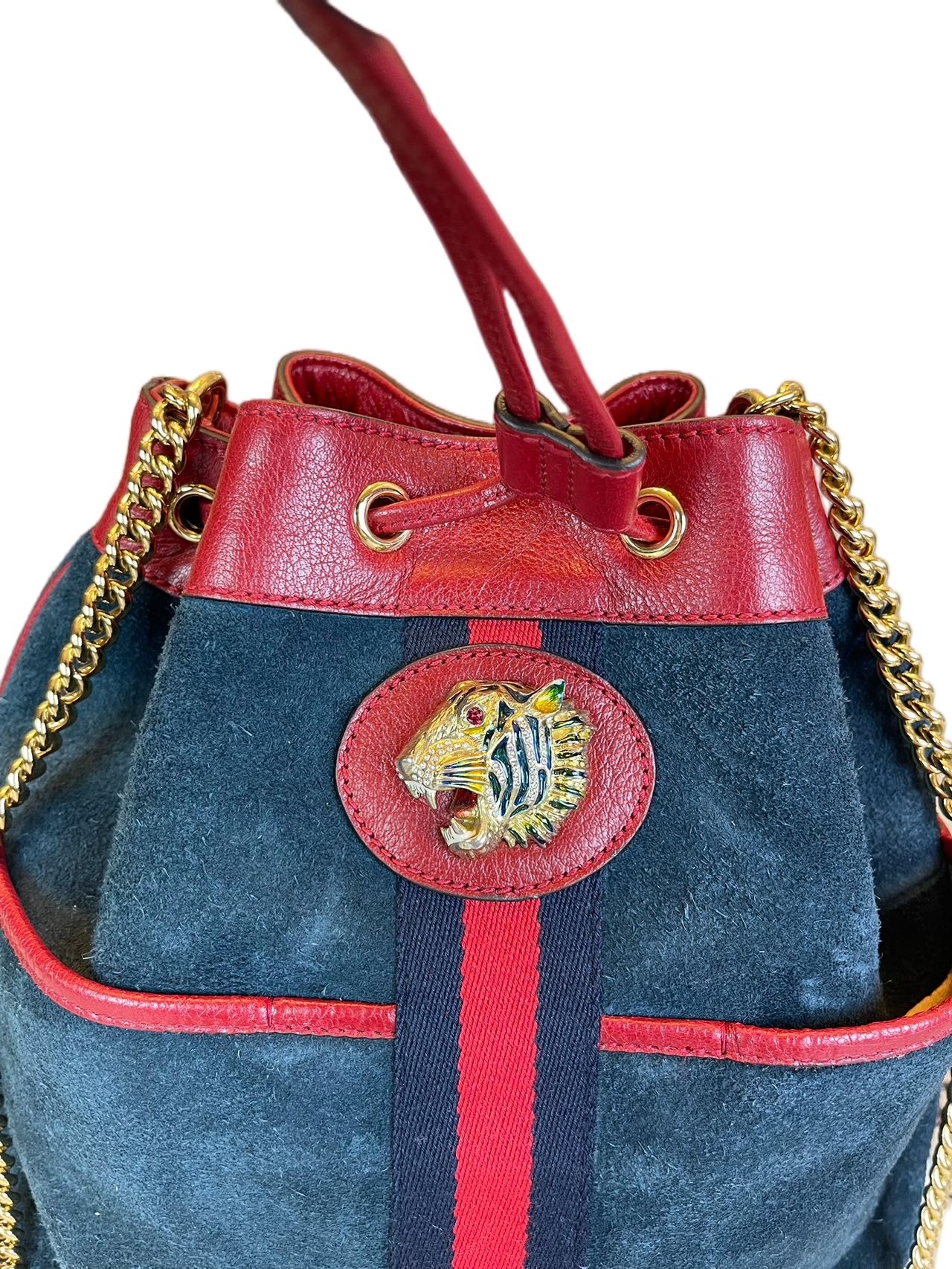 Preloved Gucci Velvet Rajah Chain Shoulder Bag Crossbody