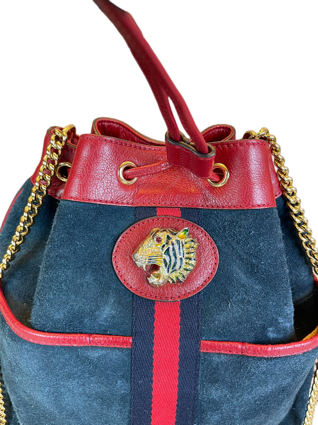 Pre-Owned Gucci Velvet Rajah Chain Shoulder Bag Crossbody