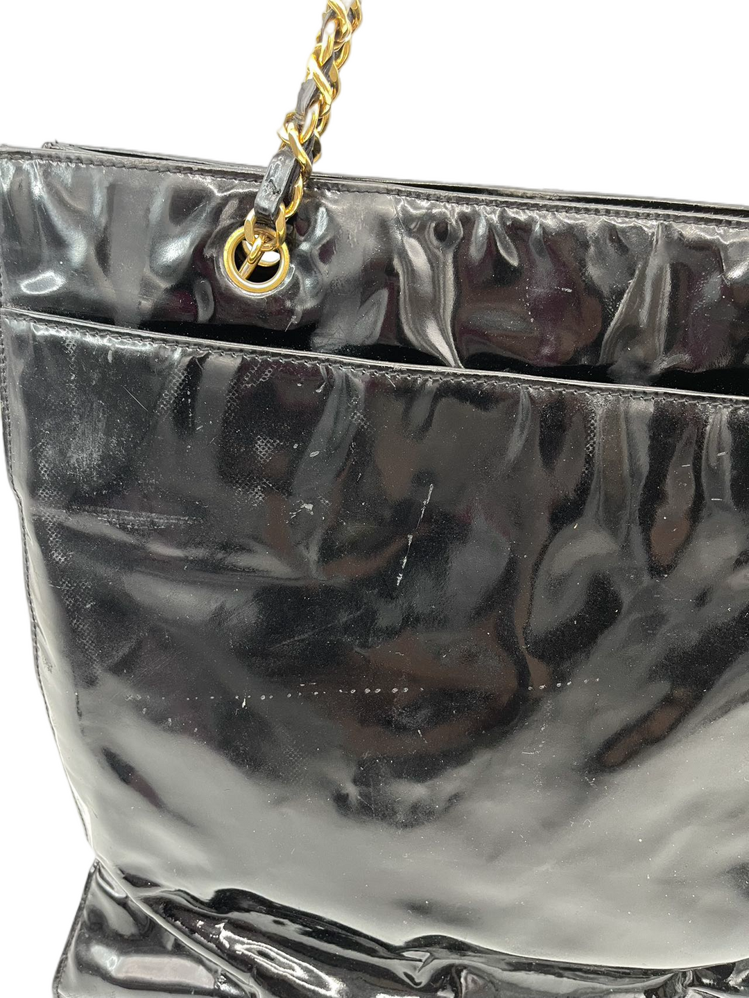 Pre-Owned Chanel Black Patent Leather Vintage Totes