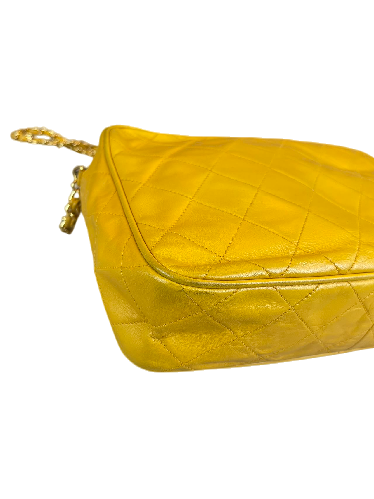 Preloved Chanel Yellow Leather Vintage Shoulder Bag Crossbody